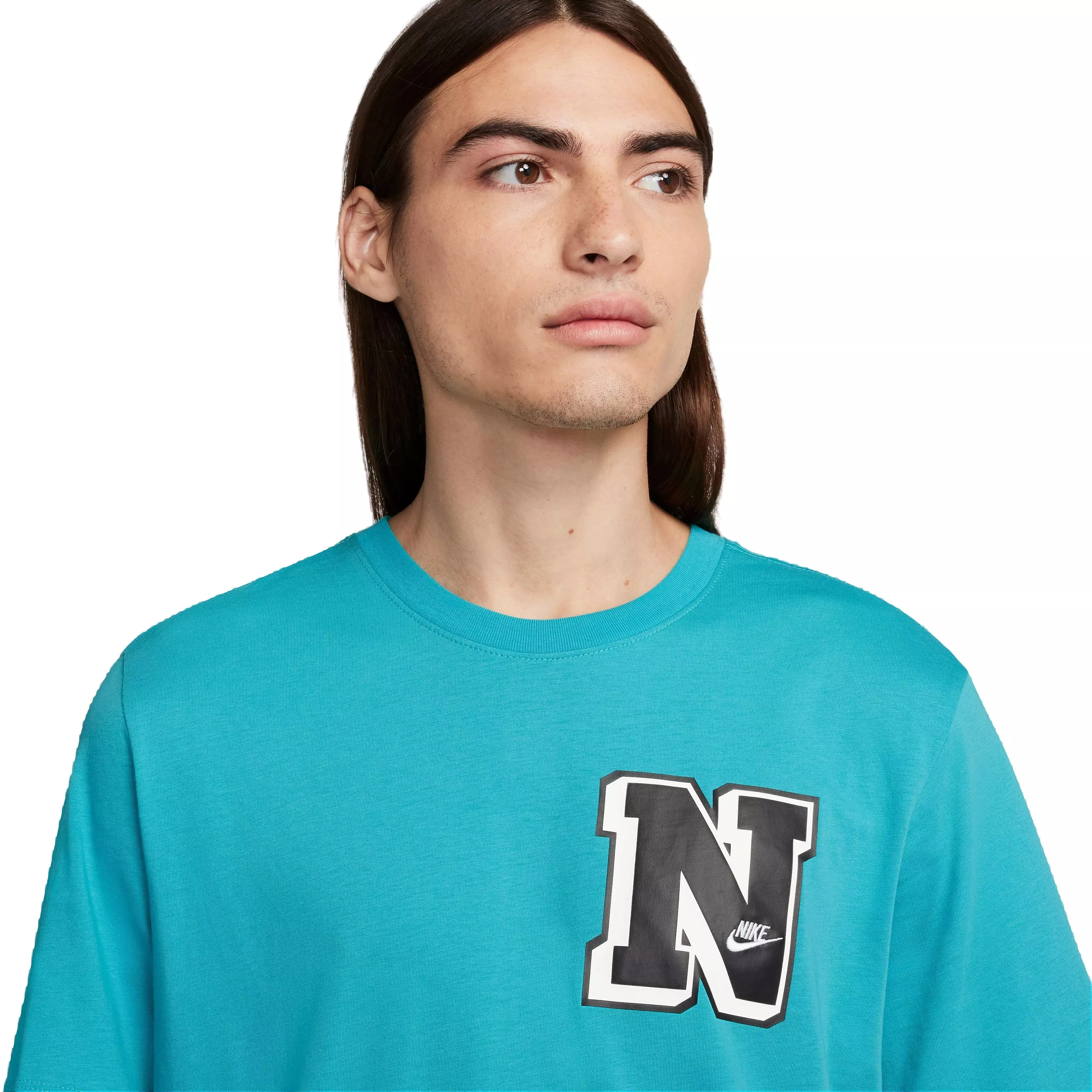 Nike Men's Sportswear Club Varsity Tee-Blue - BLUE