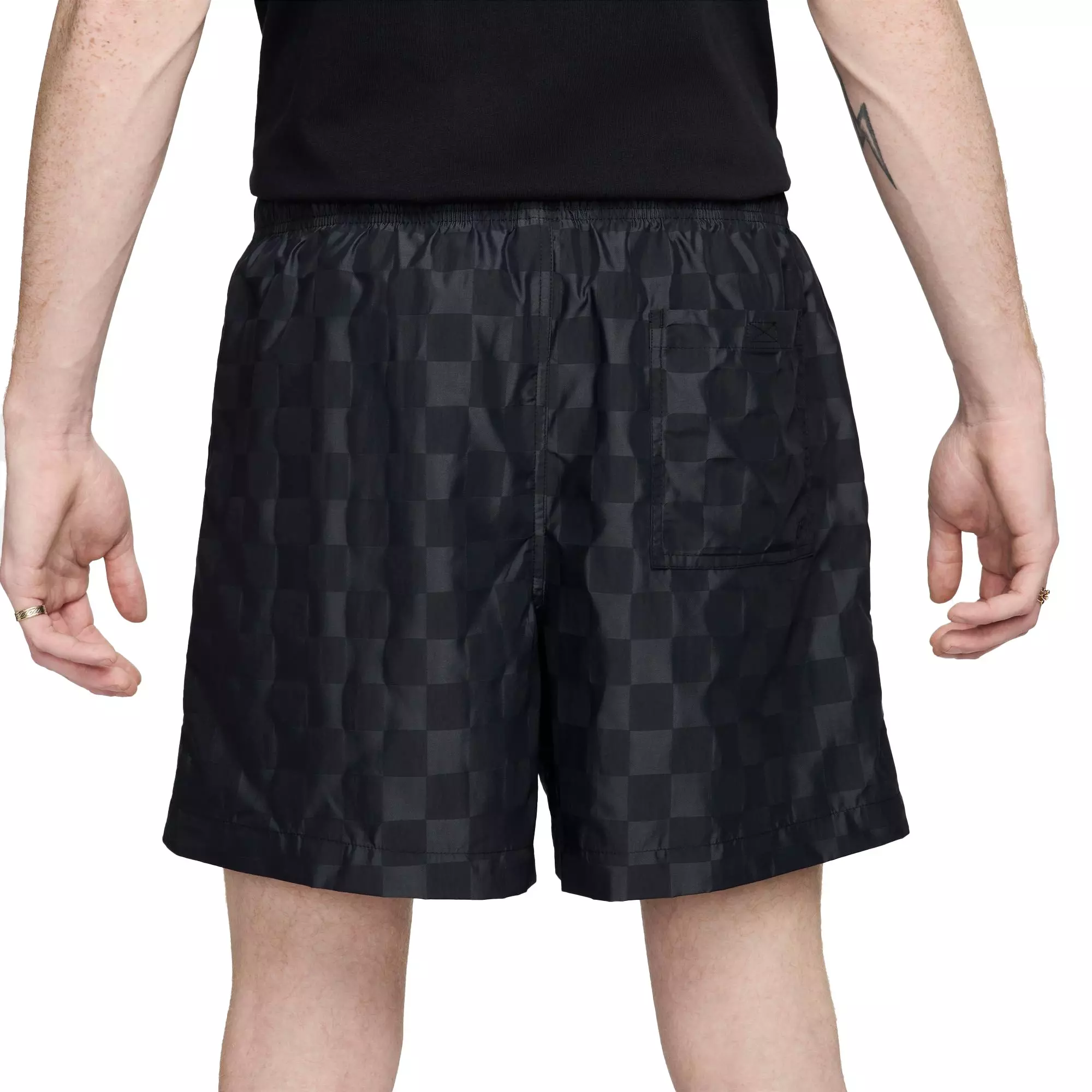Nike Men's Club Flow Checkered Shorts - Black - BLACK