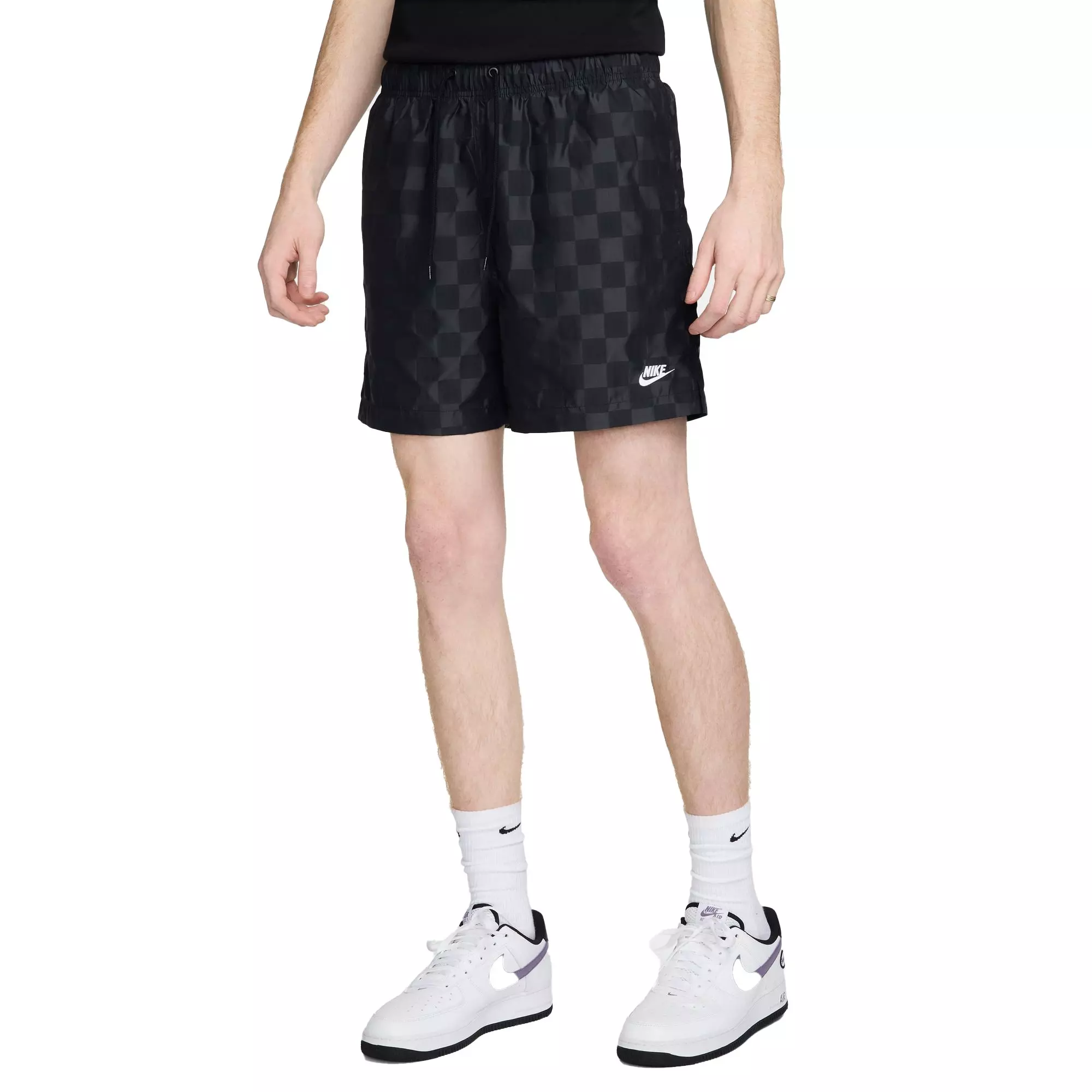 Nike Men's Club Flow Checkered Shorts - Black - BLACK