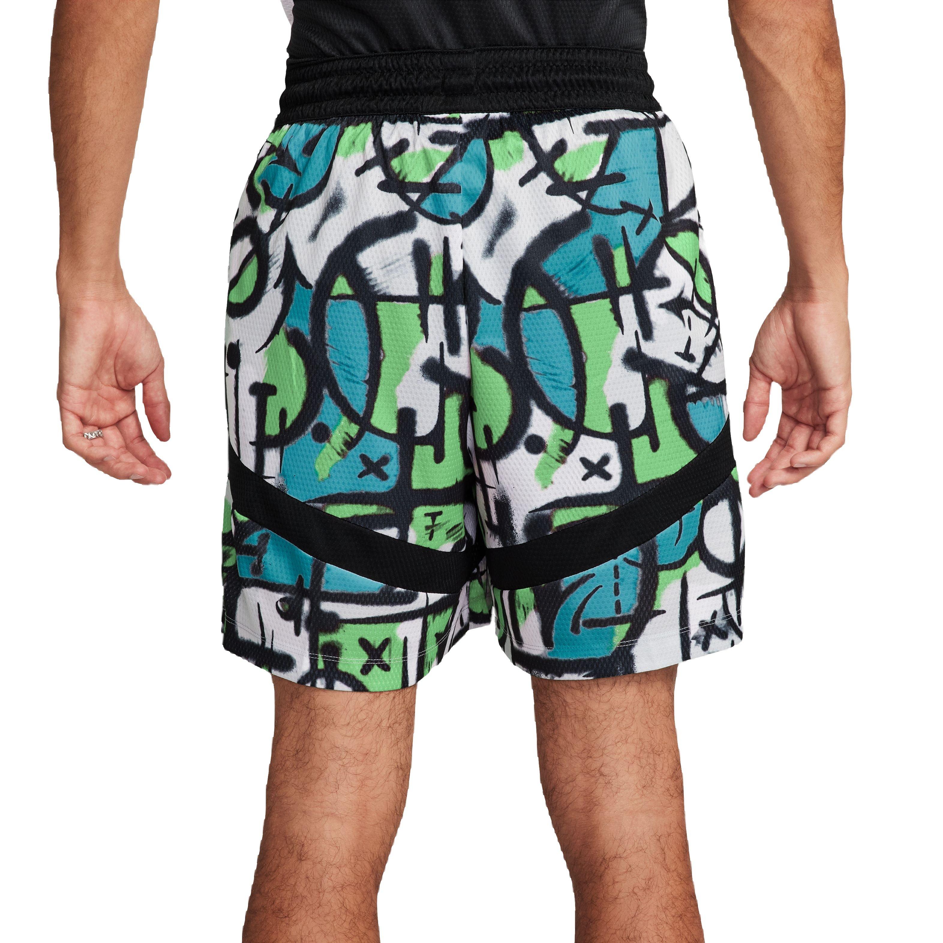 Nike Men's Icon 6" Dri-FIT Basketball All Over Print Shorts - BLUE/GREEN Thumbnail View 2