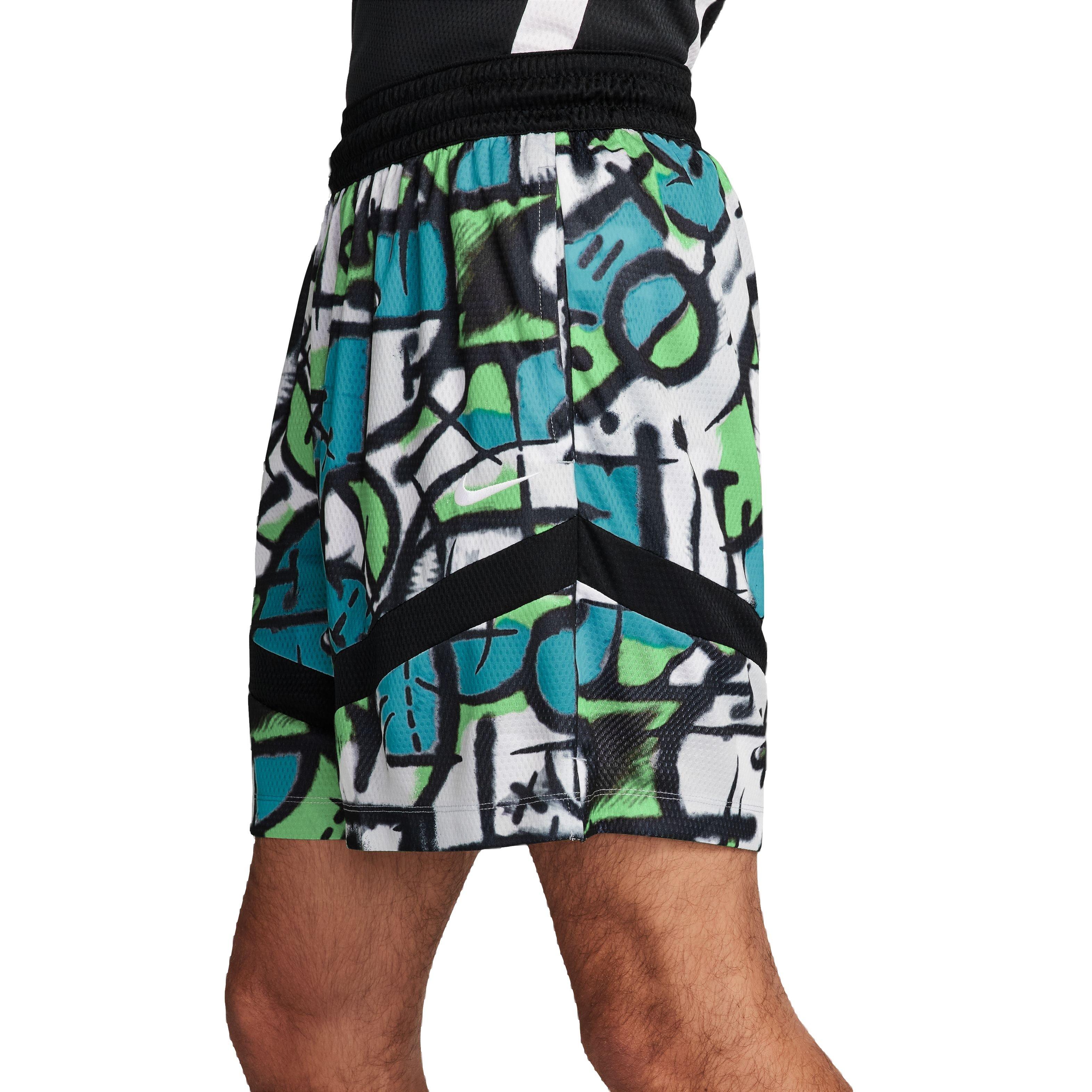 Nike Men's Icon 6" Dri-FIT Basketball All Over Print Shorts - BLUE/GREEN Thumbnail View 3