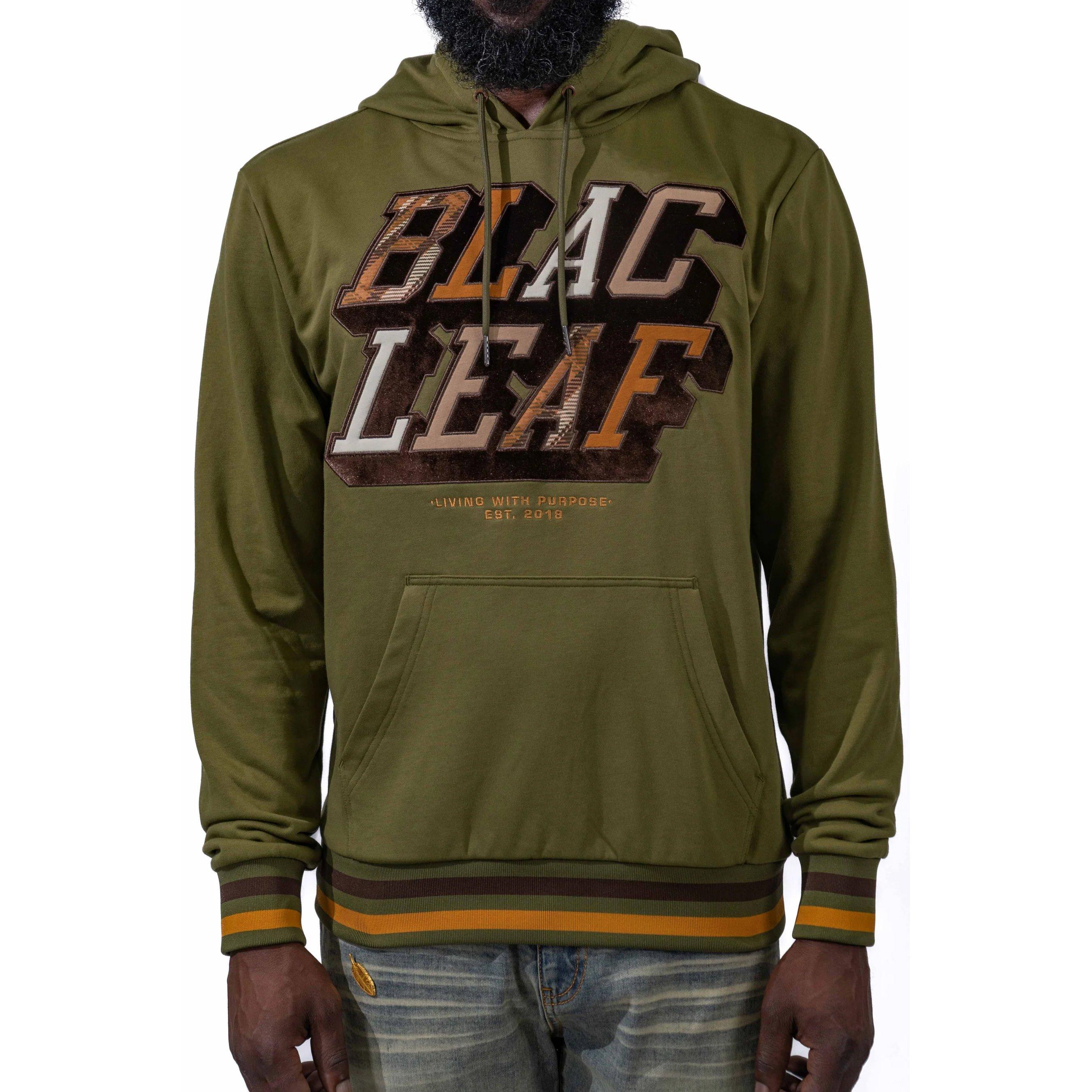 Blac Leaf Men's Patchwork Pullover Hoodie - OLIVE Thumbnail View 1