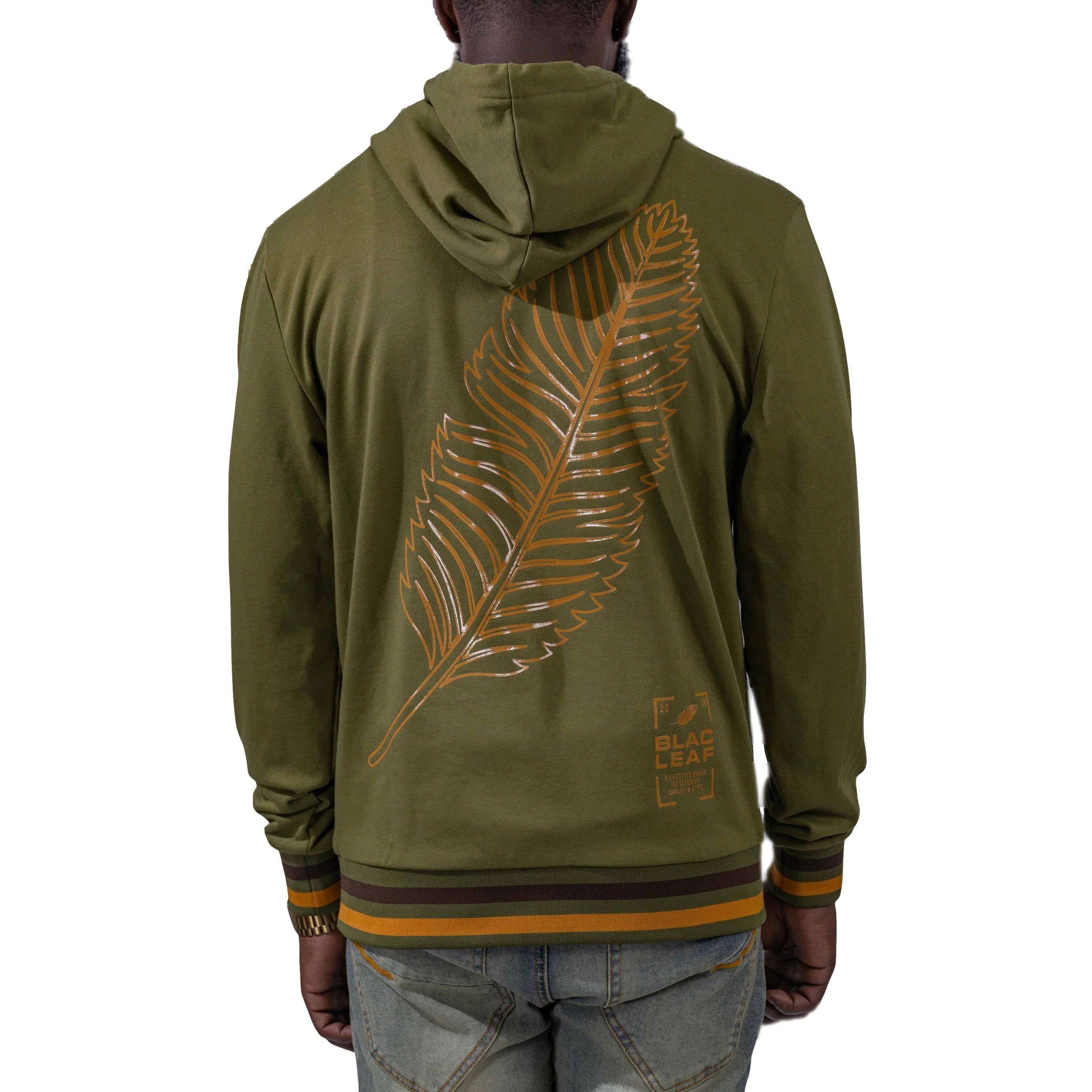 Blac Leaf Men's Patchwork Pullover Hoodie - OLIVE Thumbnail View 2