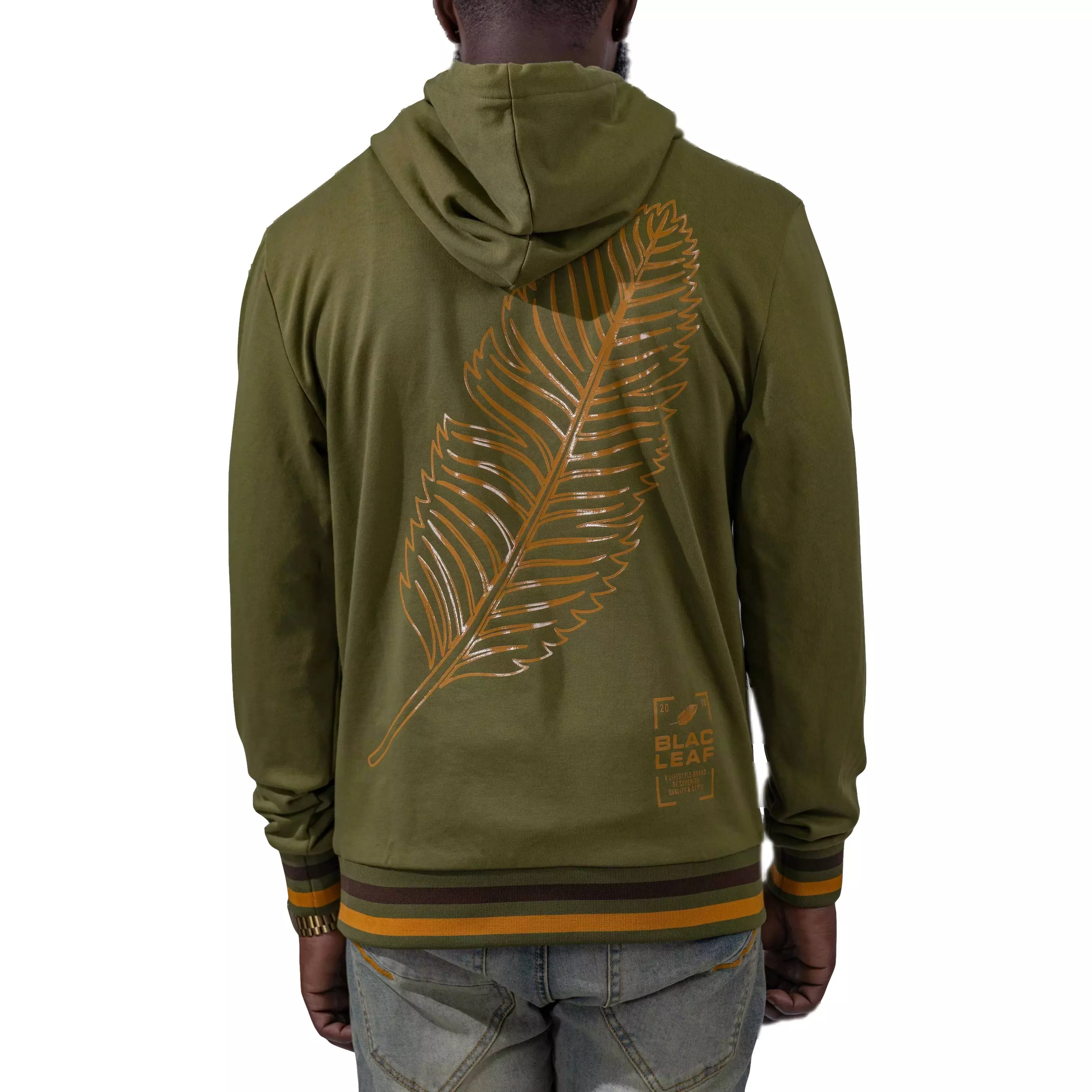 Blac Leaf Men's Patchwork Pullover Hoodie - OLIVE