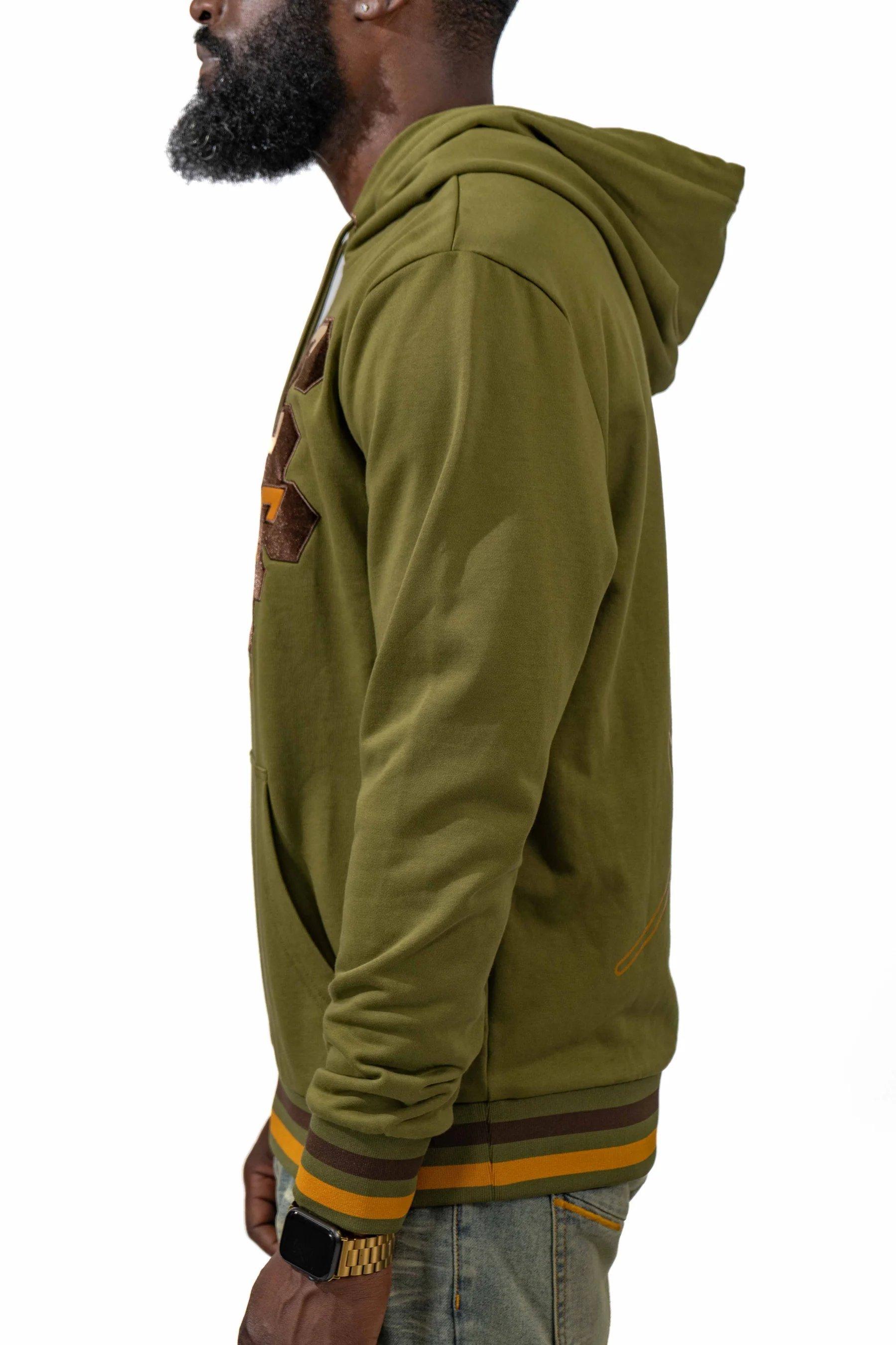 Blac Leaf Men's Patchwork Pullover Hoodie - OLIVE Thumbnail View 3