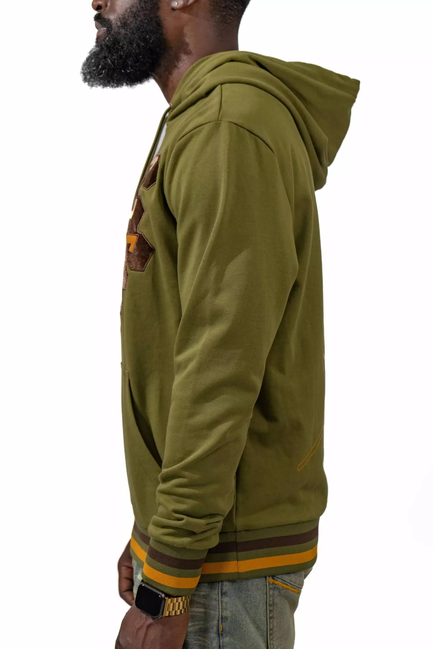 Blac Leaf Men's Patchwork Pullover Hoodie - OLIVE