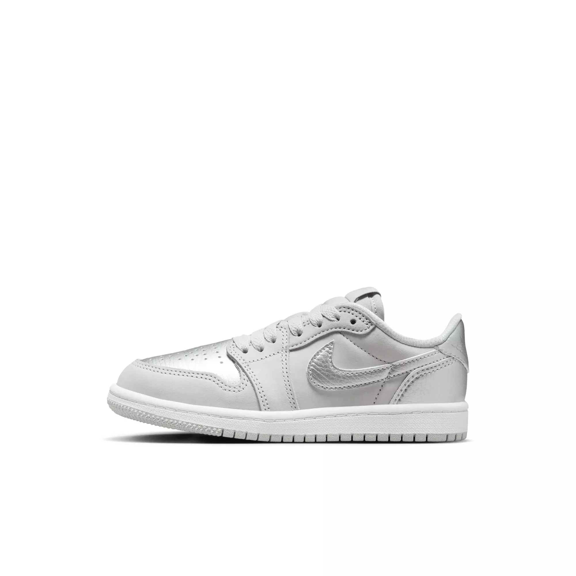 Jordan 1 Retro Low OG "Metallic Silver" Preschool Kids' Shoe - NEUTRAL GREY/METALLIC SILVER/WHITE