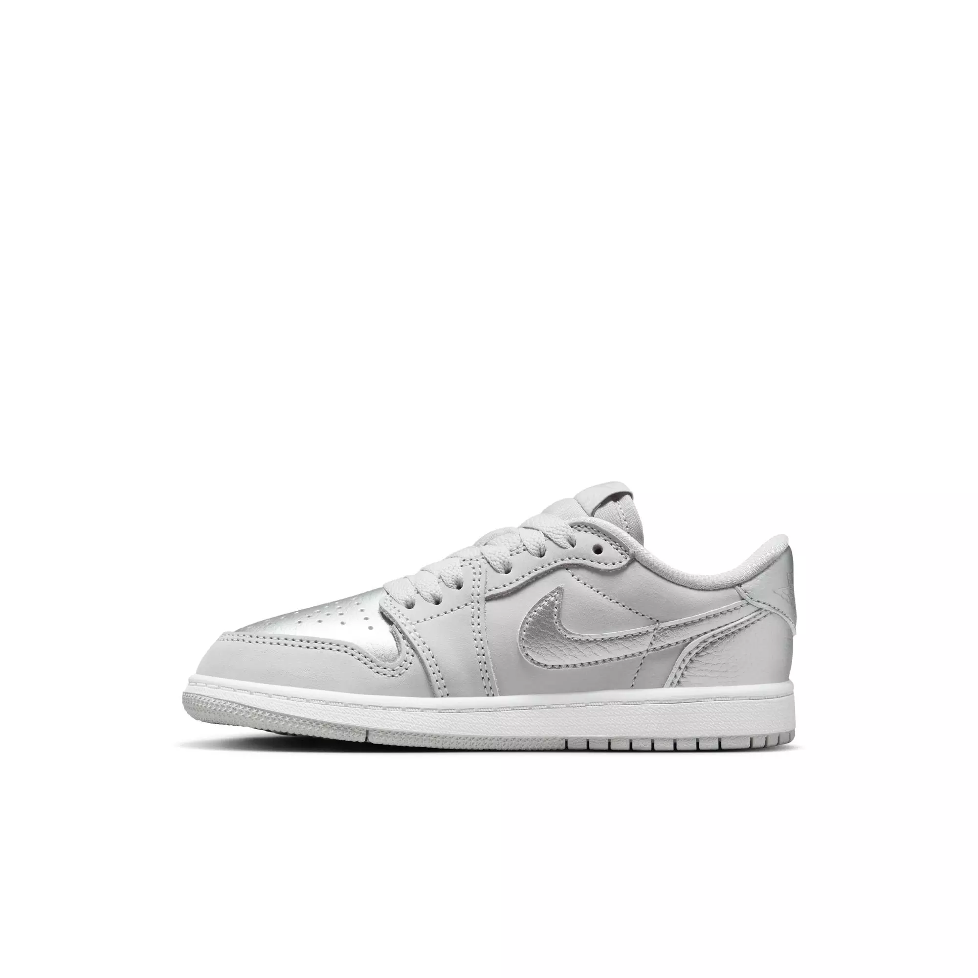 Jordan 1 Retro Low OG "Metallic Silver" Preschool Kids' Shoe - NEUTRAL GREY/METALLIC SILVER/WHITE