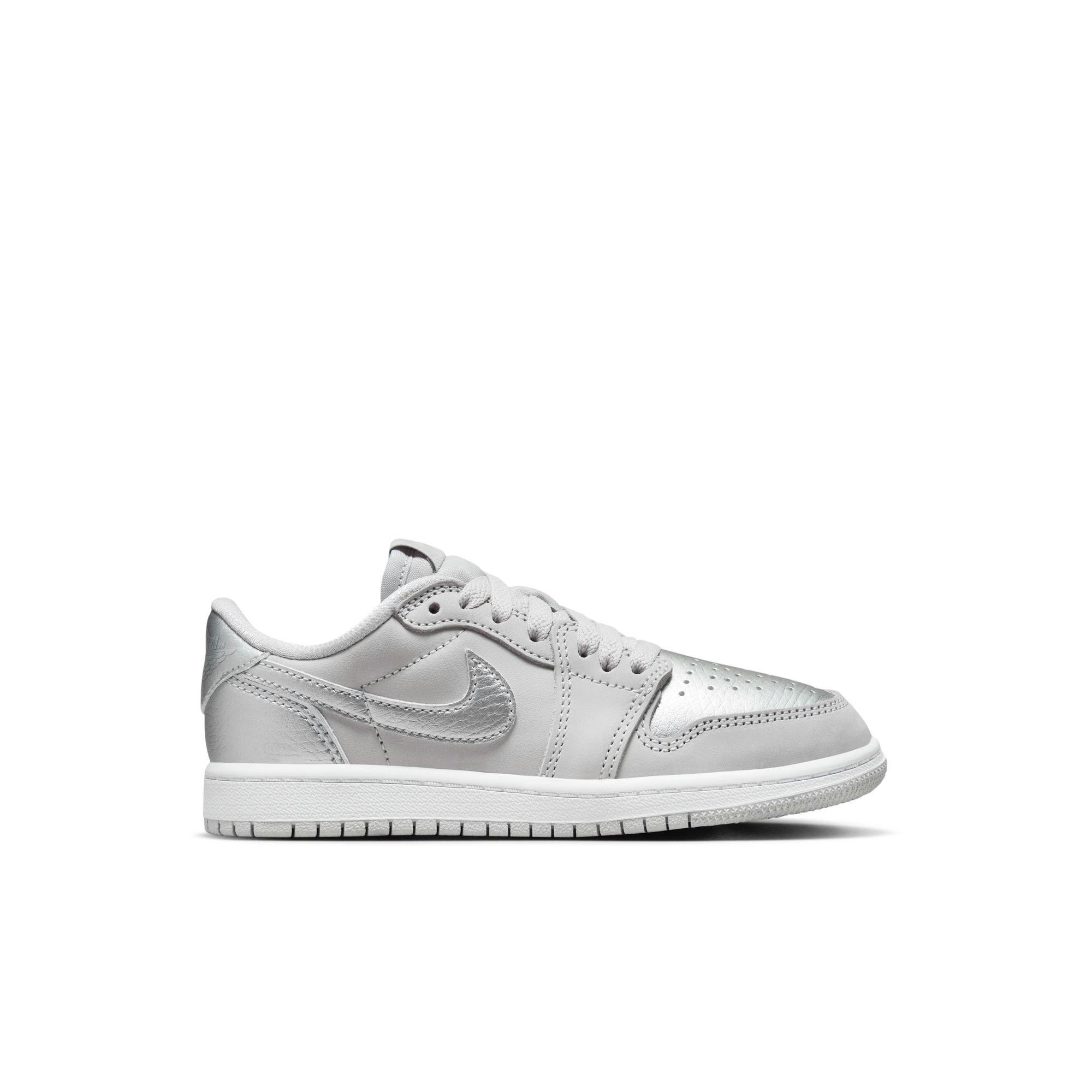 Jordan 1 Retro Low OG "Metallic Silver" Preschool Kids' Shoe - NEUTRAL GREY/METALLIC SILVER/WHITE Thumbnail View 1