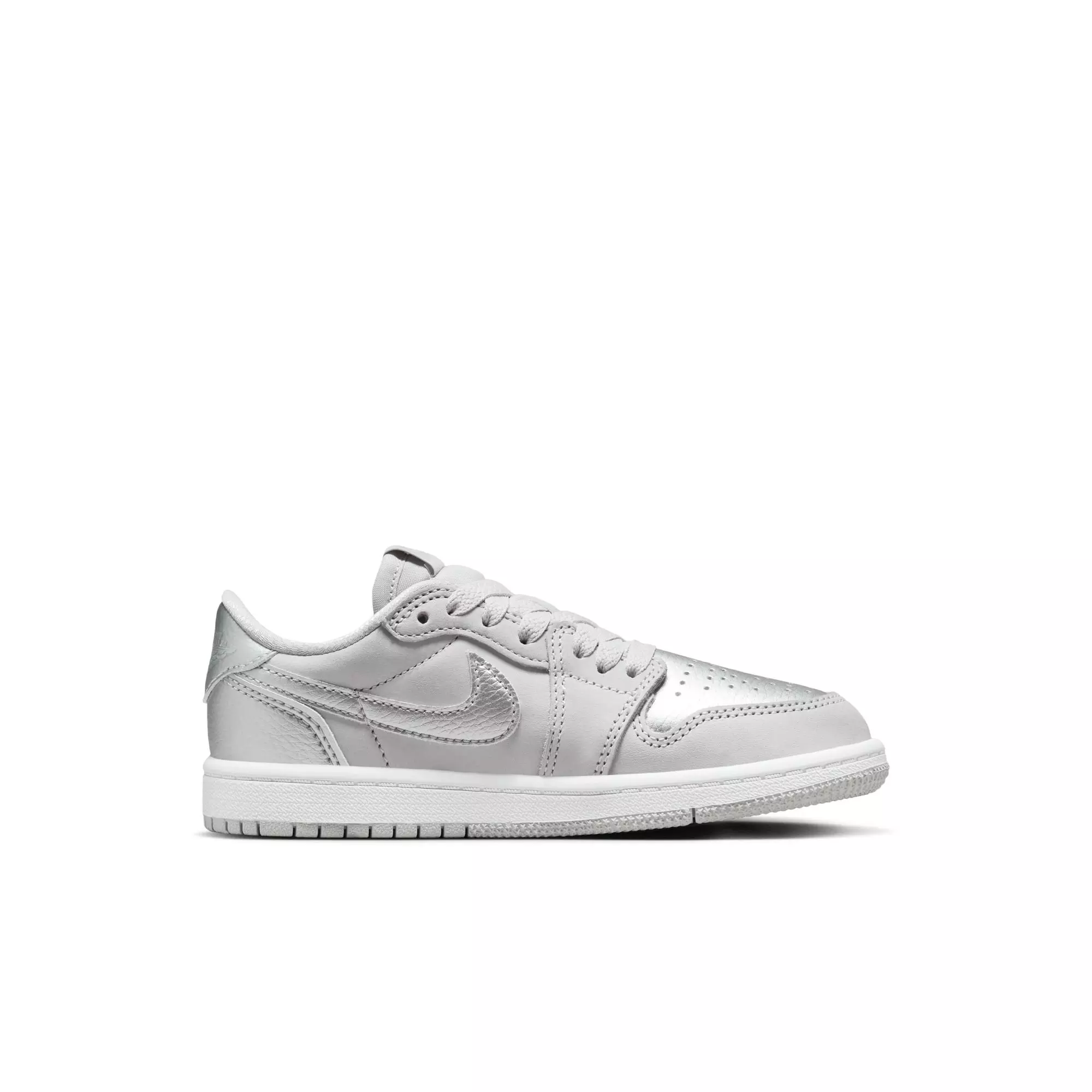 Jordan 1 Retro Low OG "Metallic Silver" Preschool Kids' Shoe - NEUTRAL GREY/METALLIC SILVER/WHITE