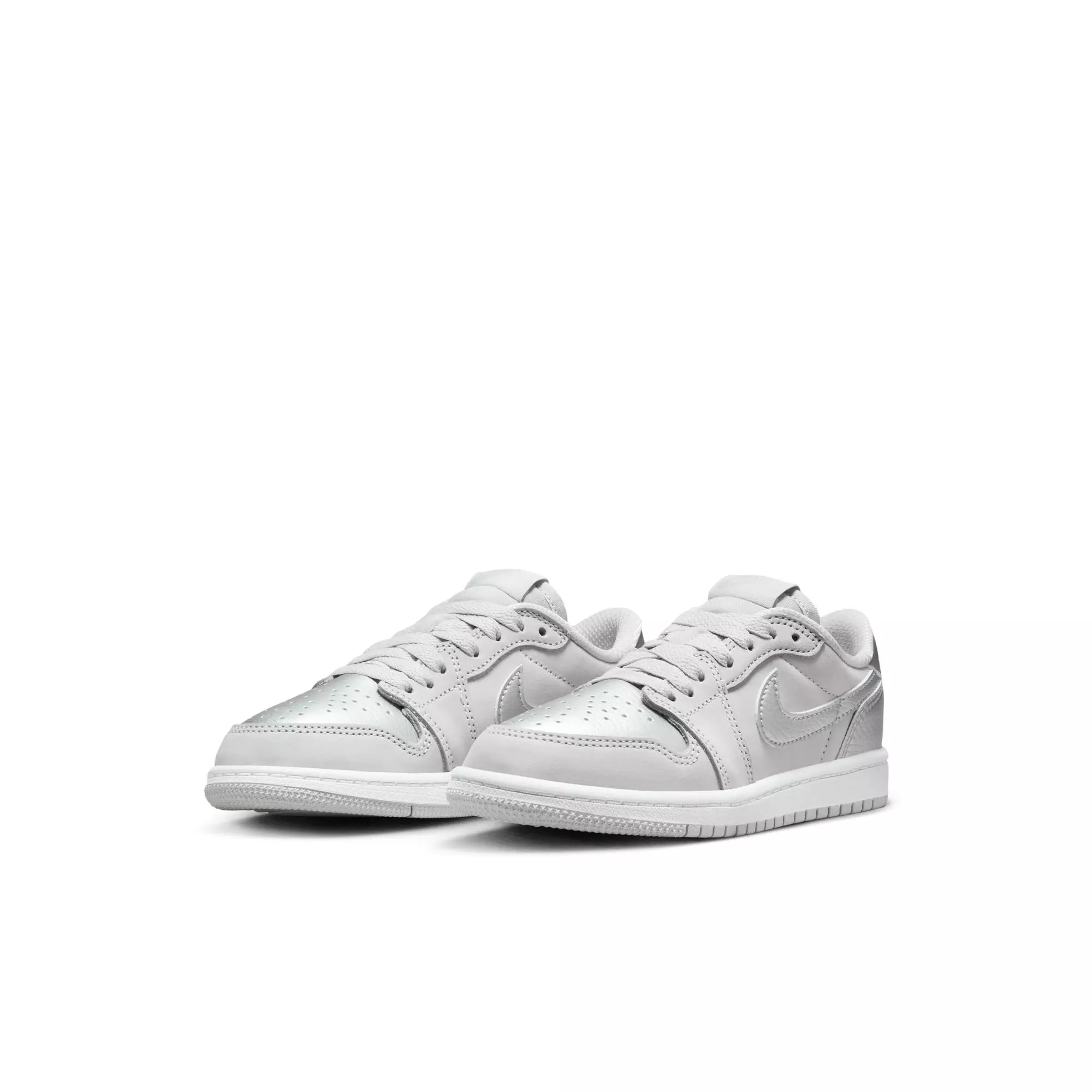 Jordan 1 Retro Low OG "Metallic Silver" Preschool Kids' Shoe - NEUTRAL GREY/METALLIC SILVER/WHITE