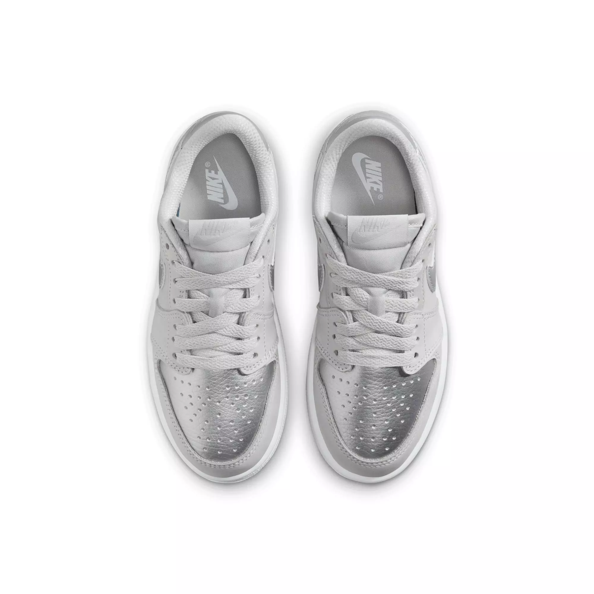 Jordan 1 Retro Low OG "Metallic Silver" Preschool Kids' Shoe - NEUTRAL GREY/METALLIC SILVER/WHITE