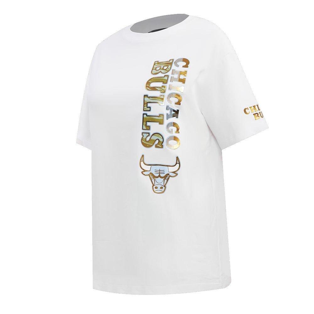 Pro Standard Women's Chicago Bulls BF Tee - White/Liquid Gold - WHITE Thumbnail View 4