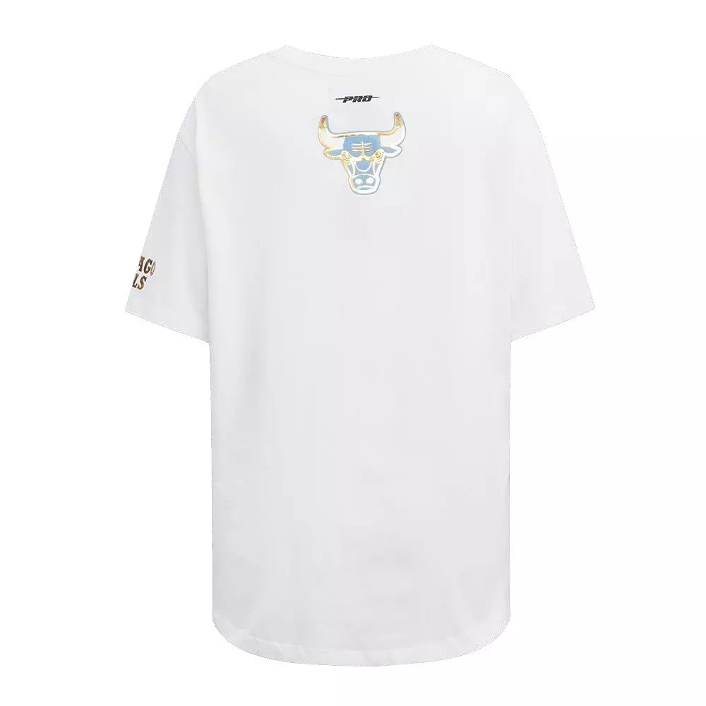Pro Standard Women's Chicago Bulls BF Tee - White/Liquid Gold - WHITE