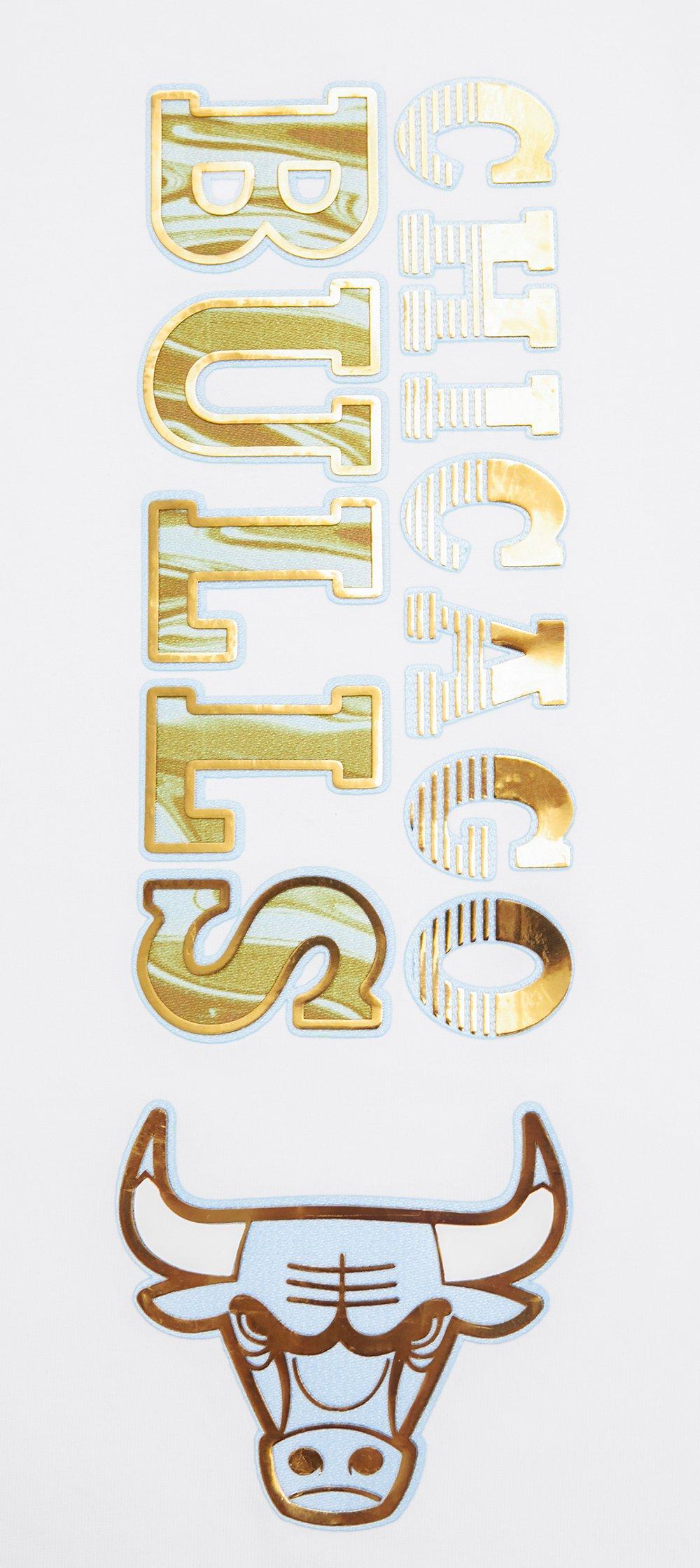 Pro Standard Women's Chicago Bulls BF Tee - White/Liquid Gold - WHITE Thumbnail View 5