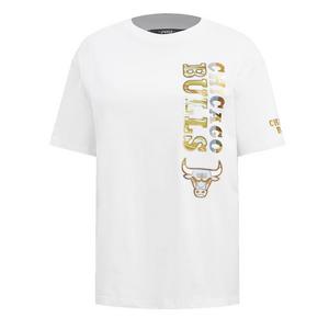Pro Standard Women's Chicago Bulls BF Tee - White/Liquid Gold