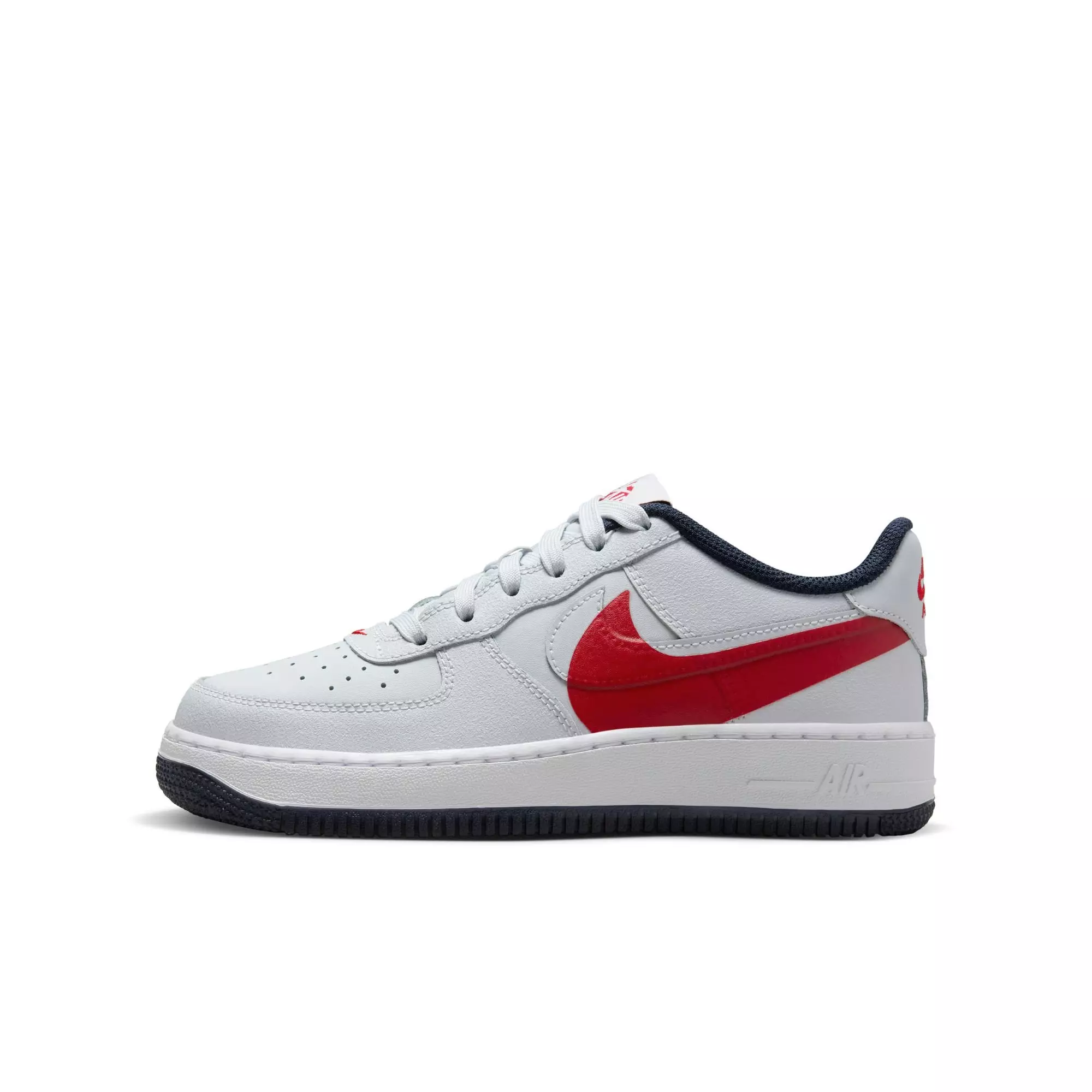 Nike Air Force 1 LV8 2 "Pure Platinum/Red" Grade School Boys' Shoe - GREY/RED