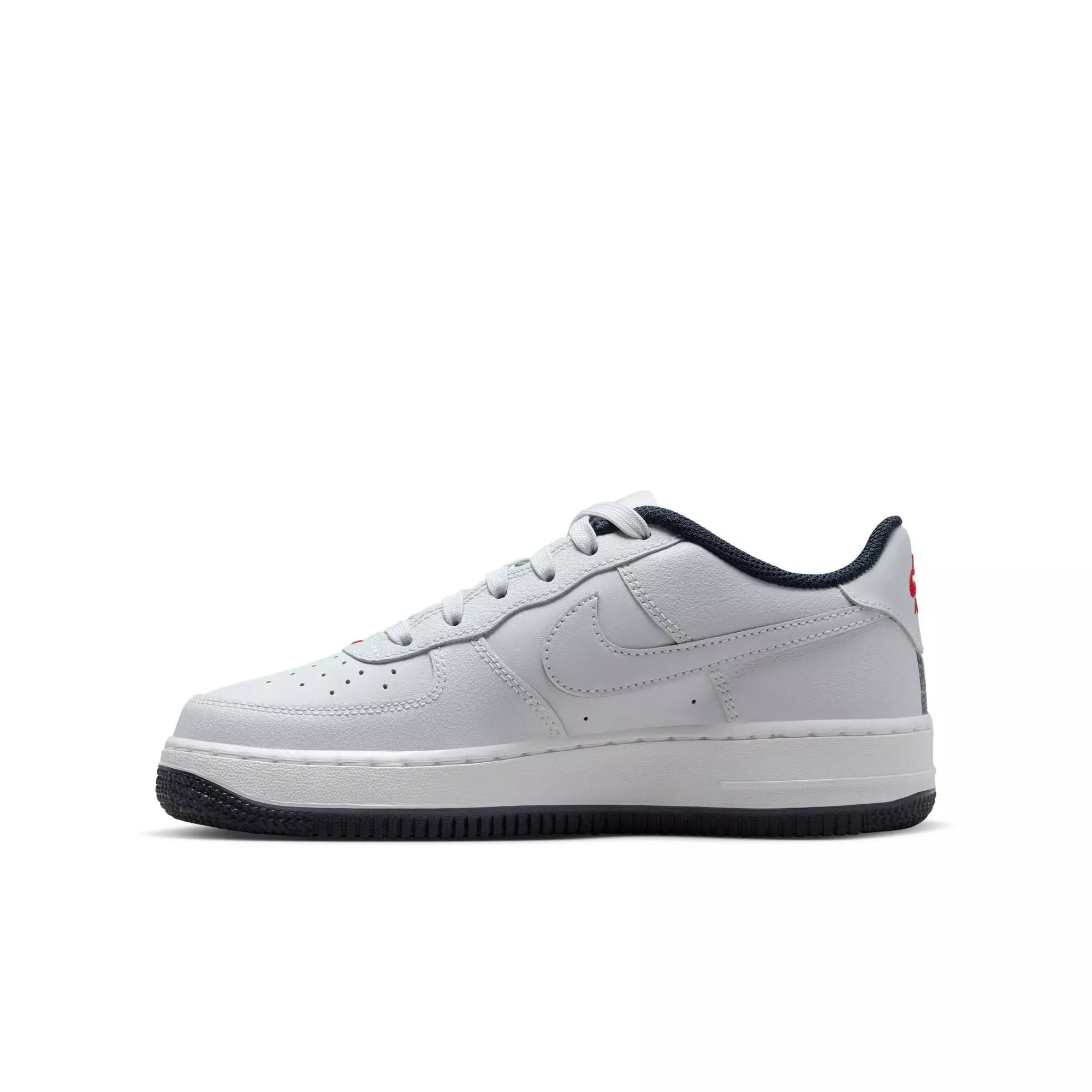Nike Air Force 1 LV8 2 "Pure Platinum/Red" Grade School Boys' Shoe - GREY/RED