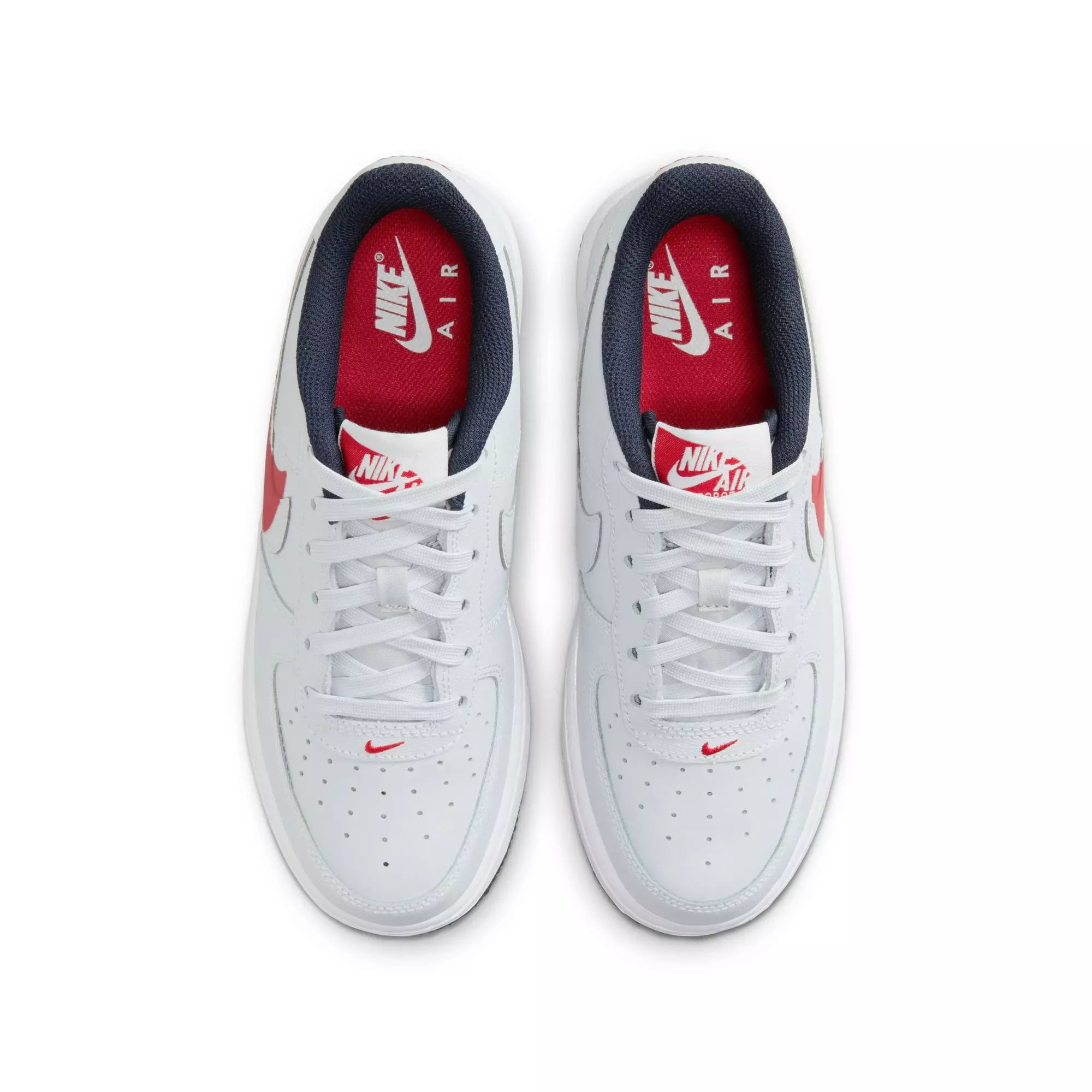 Nike Air Force 1 LV8 2 "Pure Platinum/Red" Grade School Boys' Shoe - GREY/RED