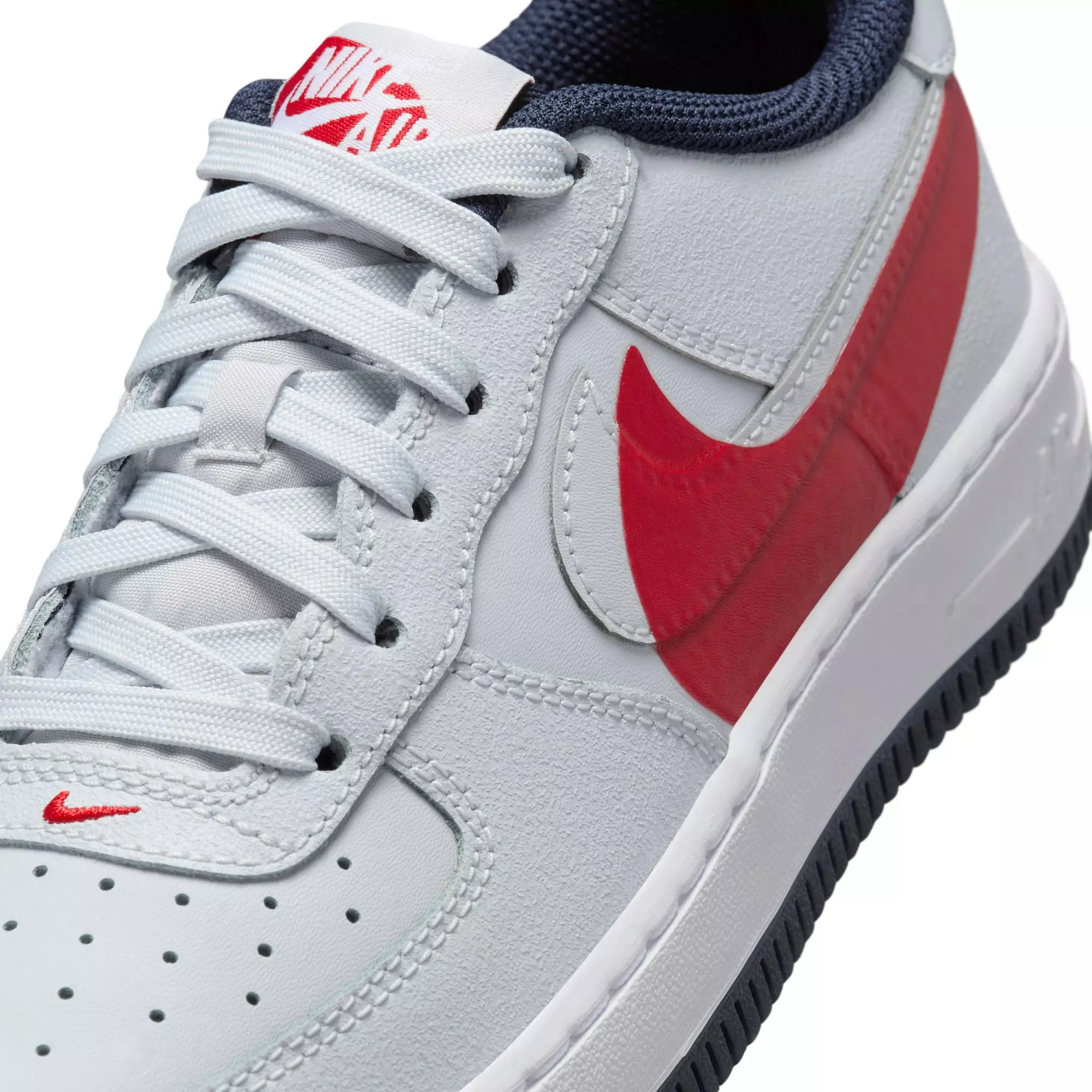 Nike Air Force 1 LV8 2 "Pure Platinum/Red" Grade School Boys' Shoe - GREY/RED