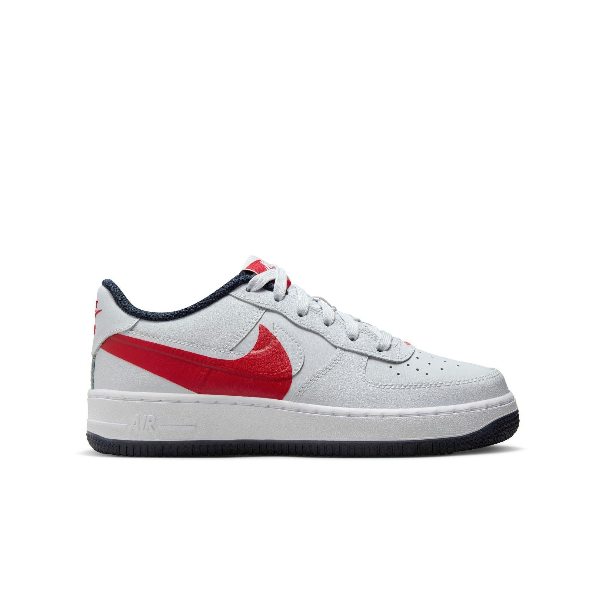 Nike Air Force 1 LV8 2 "Pure Platinum/Red" Grade School Boys' Shoe - GREY/RED Thumbnail View 1
