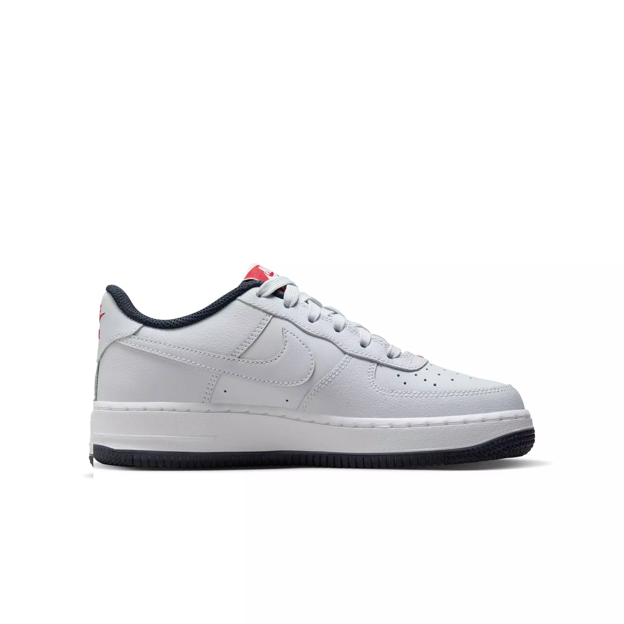 Nike Air Force 1 LV8 2 "Pure Platinum/Red" Grade School Boys' Shoe - GREY/RED