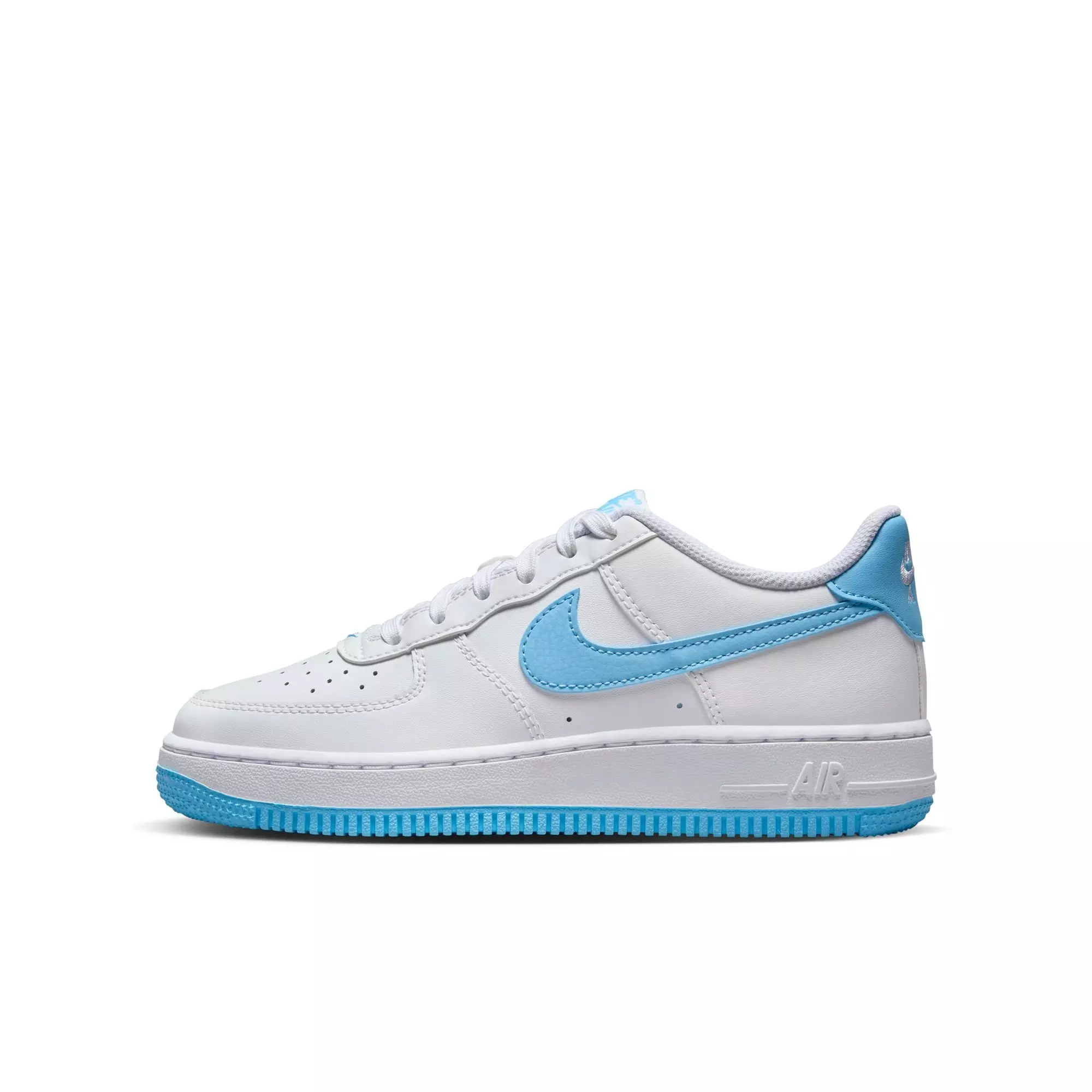 Nike Air Force 1 "White/Aquarius Blue" Grade School Boys' Shoe - WHITE/BLUE