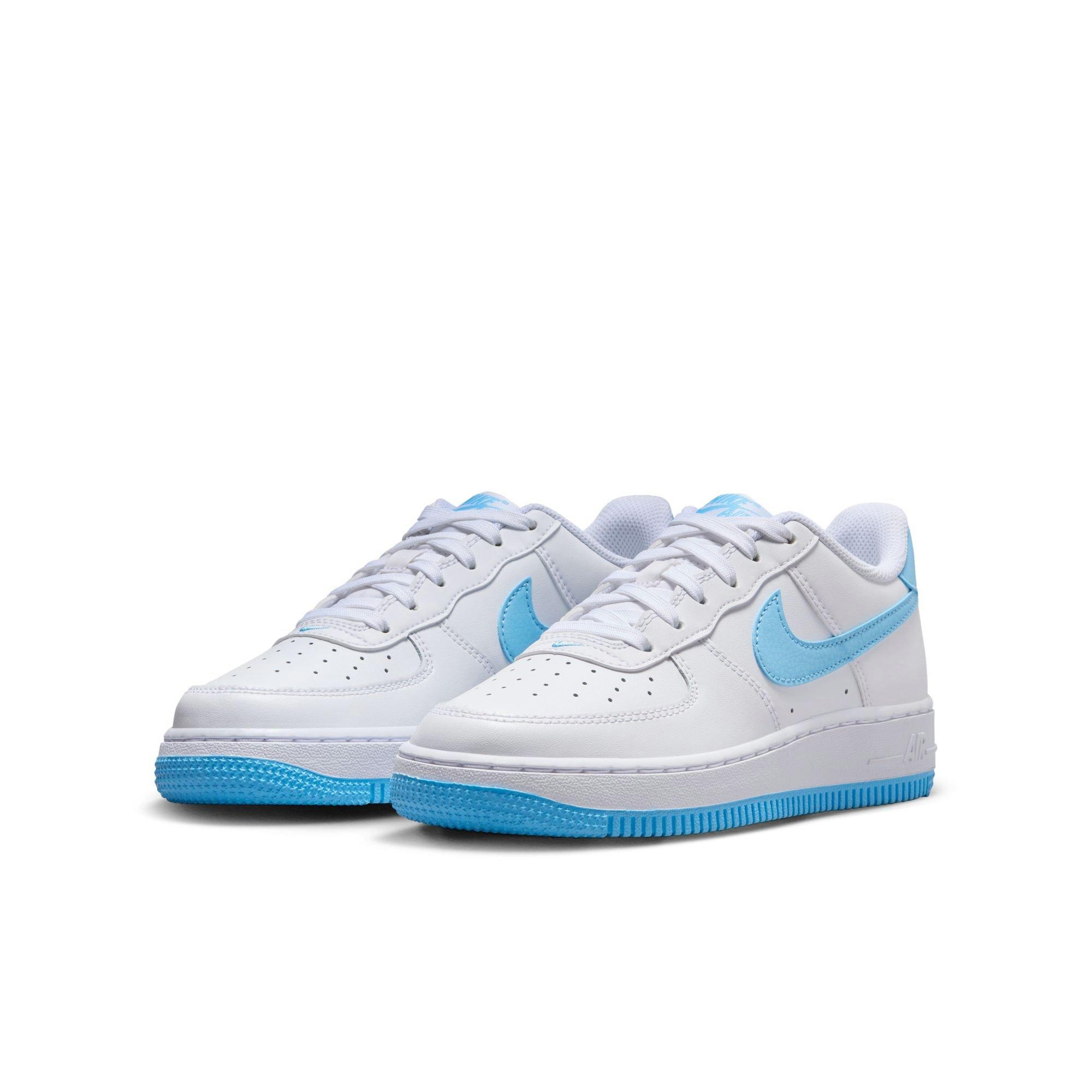 Nike Air Force 1 "White/Aquarius Blue" Grade School Boys' Shoe - WHITE/BLUE Thumbnail View 5