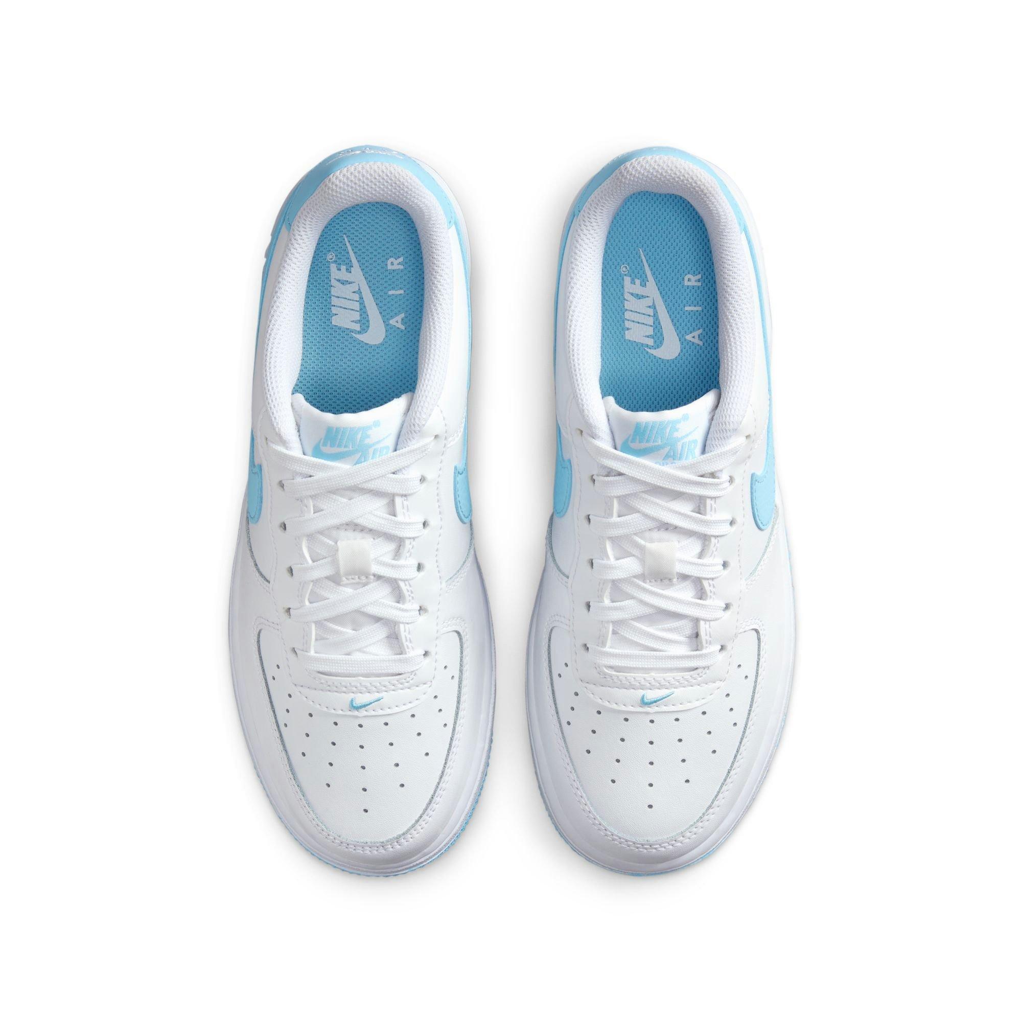 Nike Air Force 1 "White/Aquarius Blue" Grade School Boys' Shoe - WHITE/BLUE Thumbnail View 7