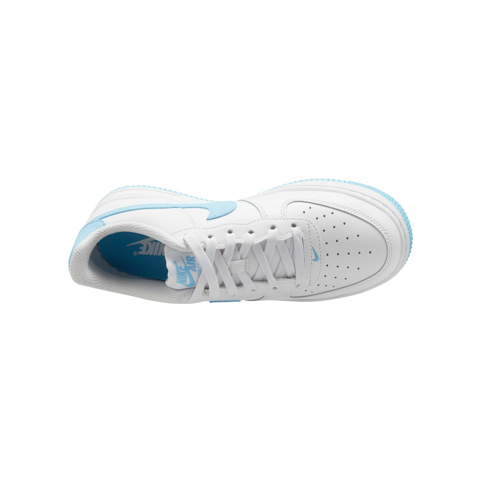 Nike Air Force 1 "White/Aquarius Blue" Grade School Boys' Shoe - WHITE/BLUE Thumbnail View 8