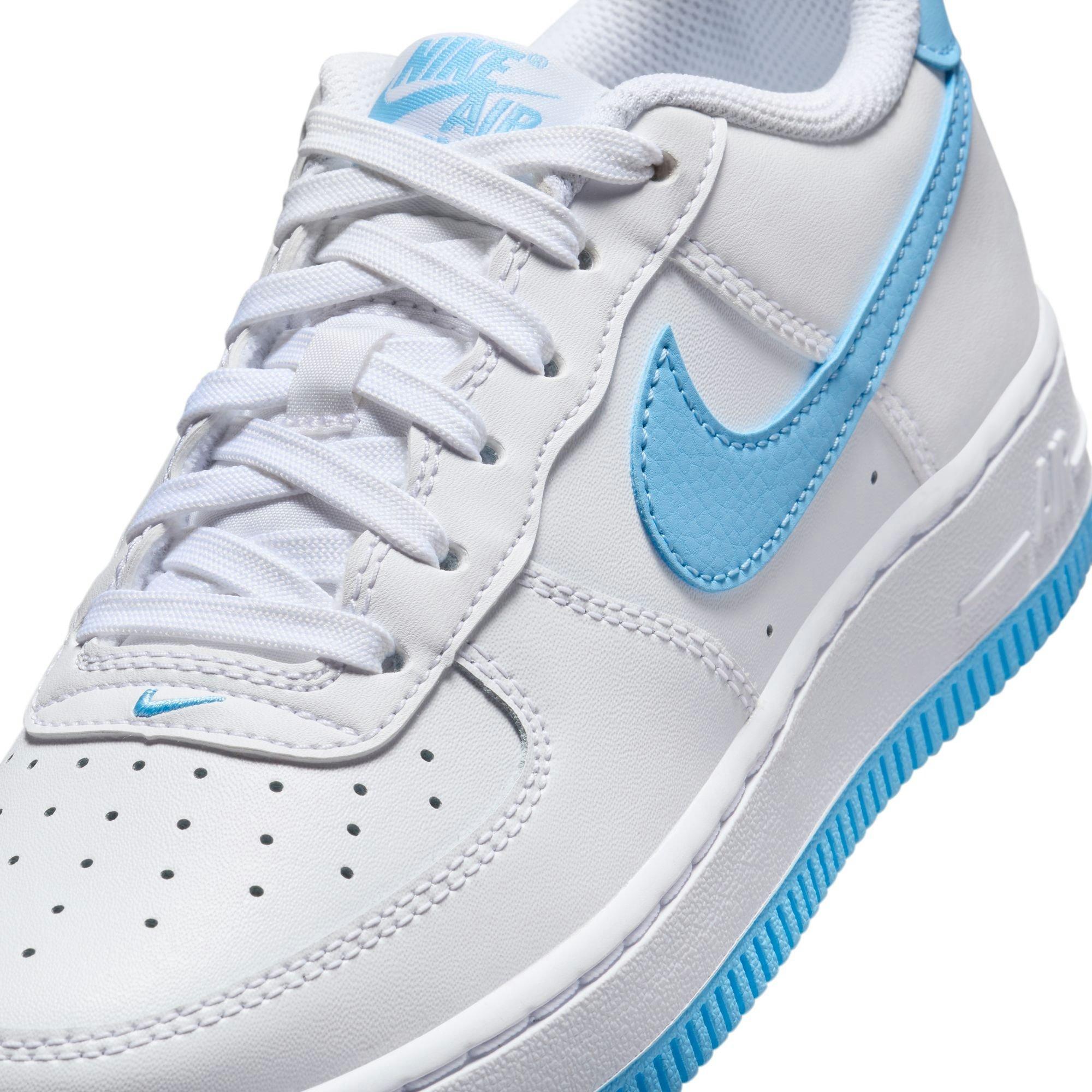 Nike Air Force 1 "White/Aquarius Blue" Grade School Boys' Shoe - WHITE/BLUE Thumbnail View 10