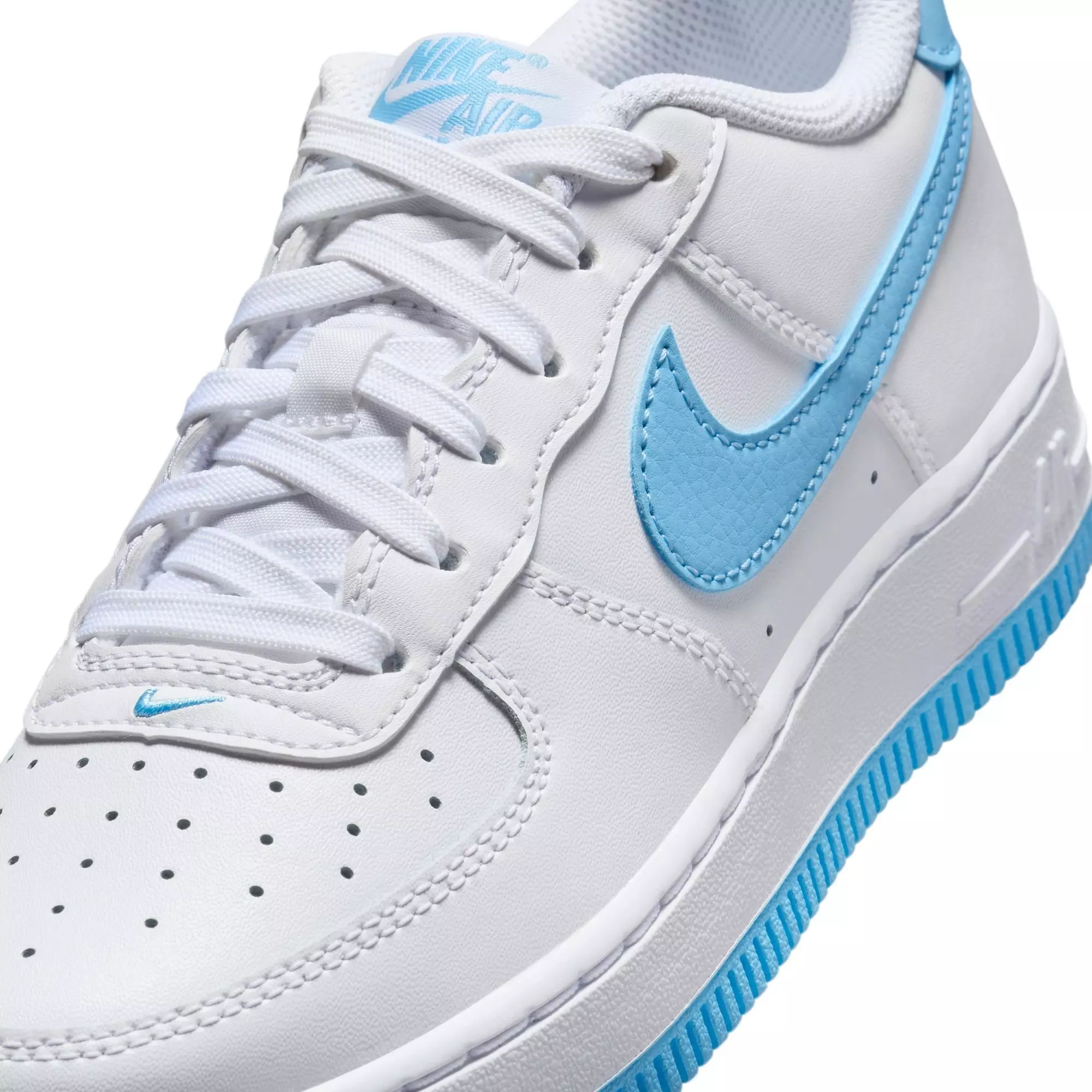 Nike Air Force 1 "White/Aquarius Blue" Grade School Boys' Shoe - WHITE/BLUE