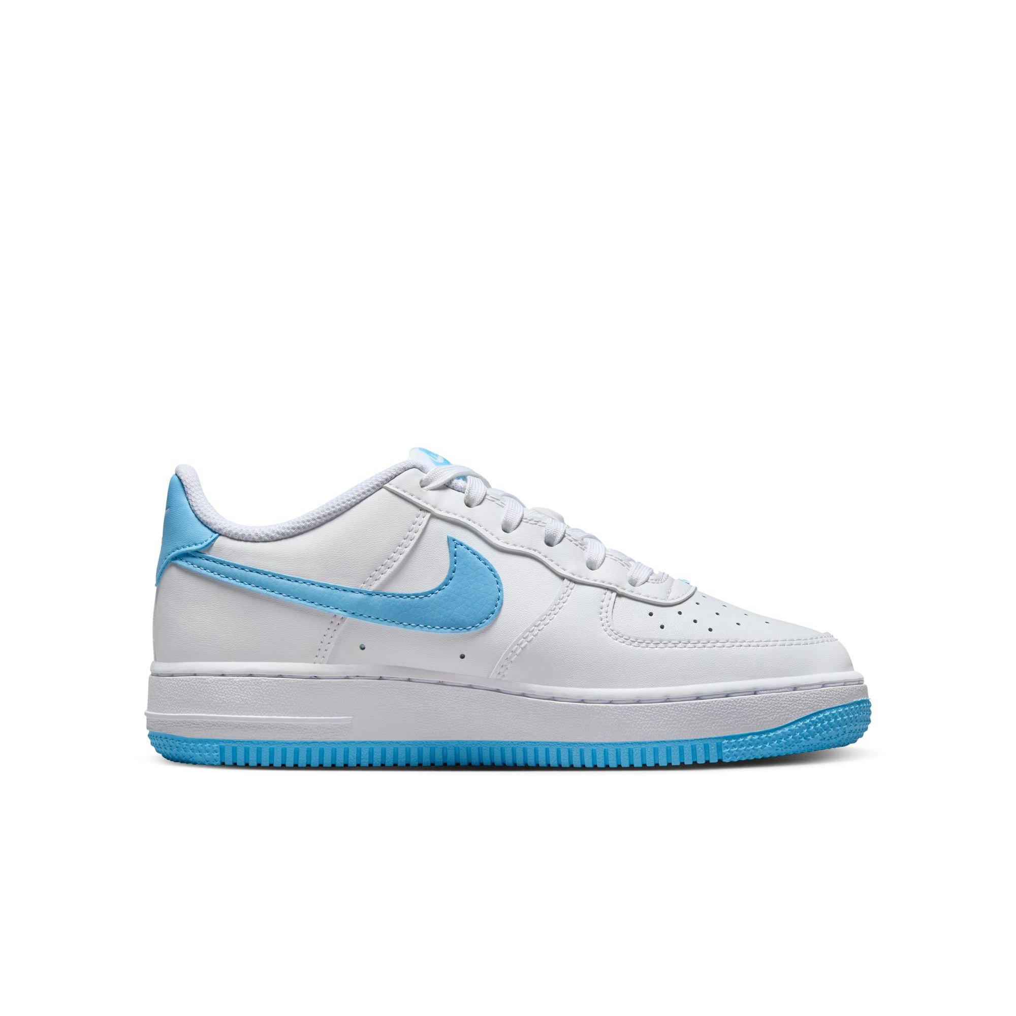 Nike Air Force 1 "White/Aquarius Blue" Grade School Boys' Shoe - WHITE/BLUE Thumbnail View 2