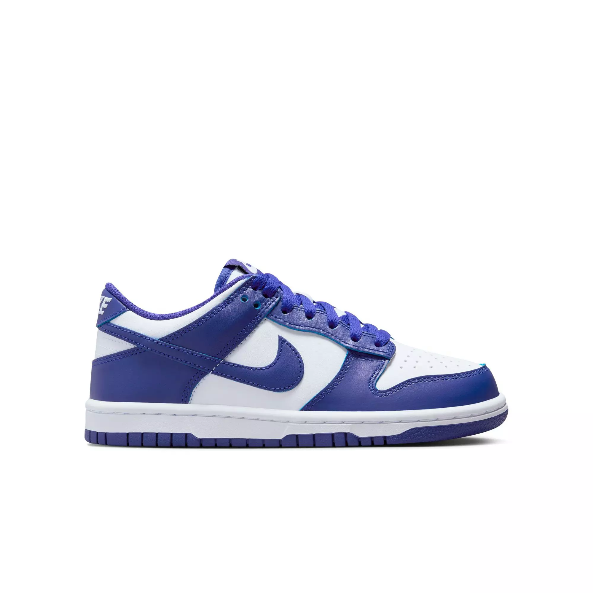 Nike Dunk Low "White/Concord/University Red" Grade School Boys' Shoe - WHITE/PURPLE