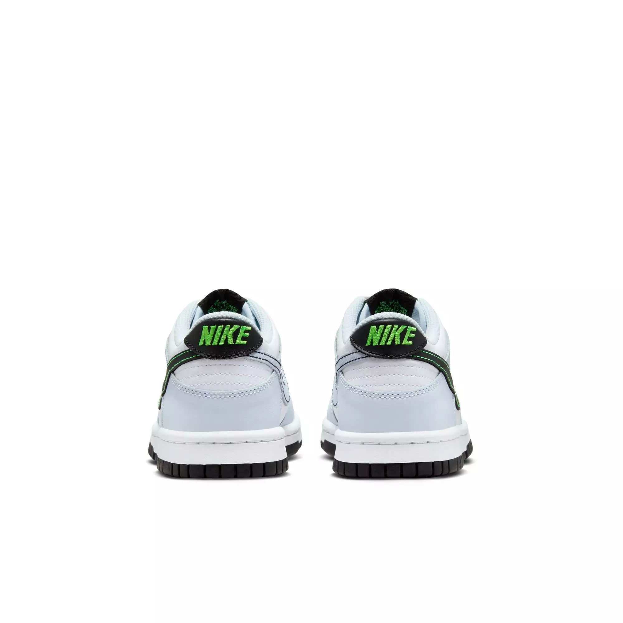 Nike Dunk Low "White/Black/Football Grey/Green Strike" Grade School Boys' Shoe - WHITE/BLACK/GREY