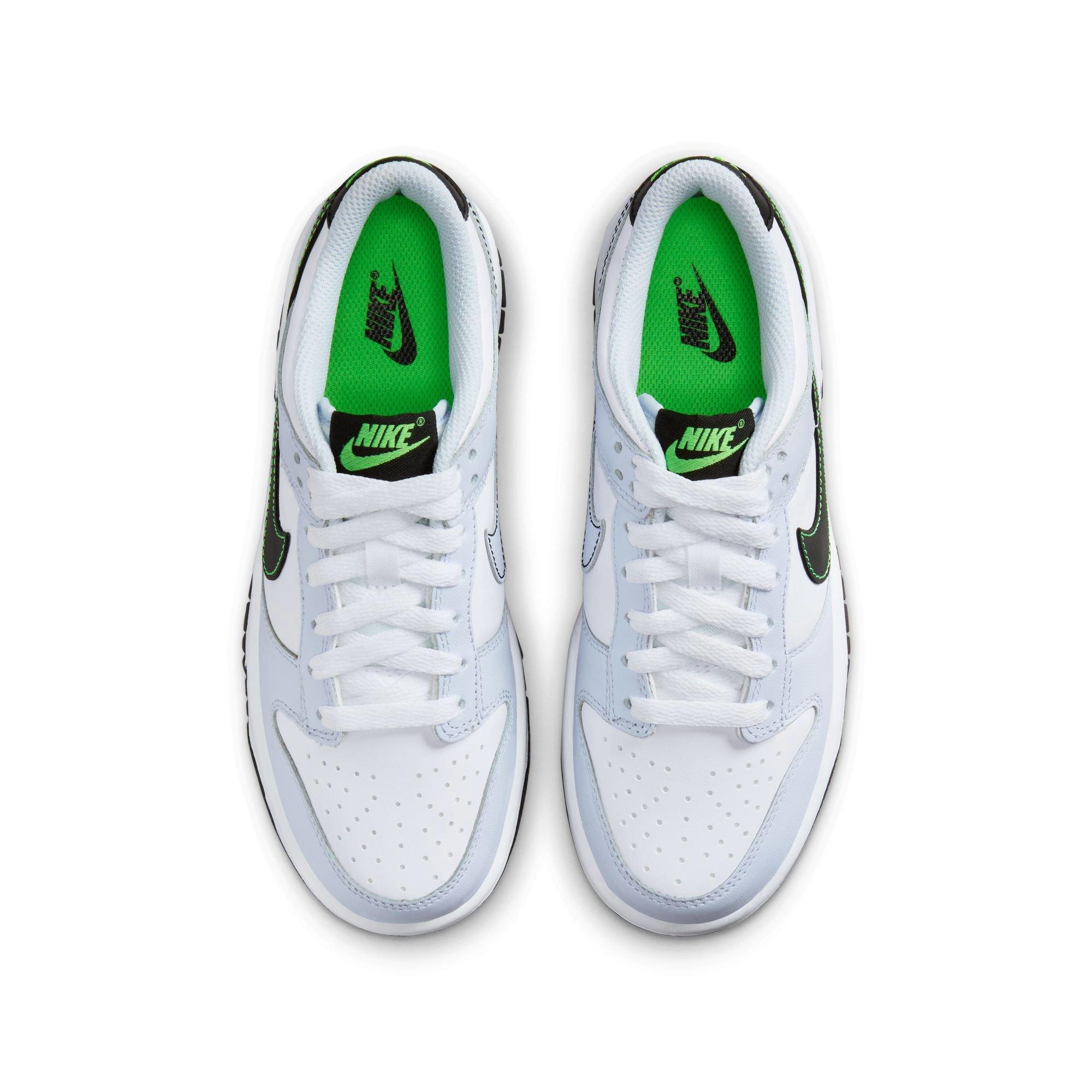 Nike Dunk Low Grade School Boys' "White/Black/Football Grey/Green Strike" Shoe