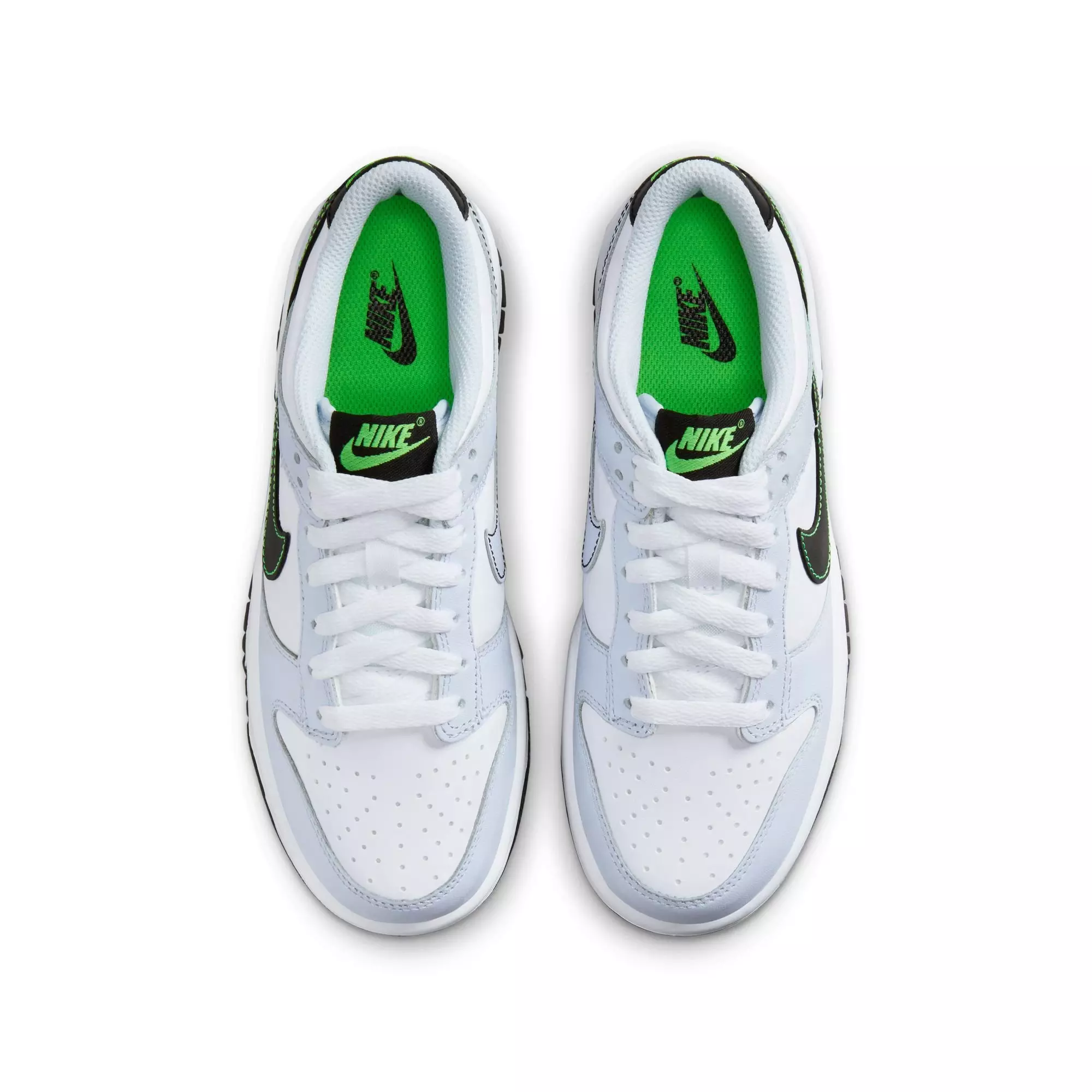 Nike Dunk Low "White/Black/Football Grey/Green Strike" Grade School Boys' Shoe - WHITE/BLACK/GREY