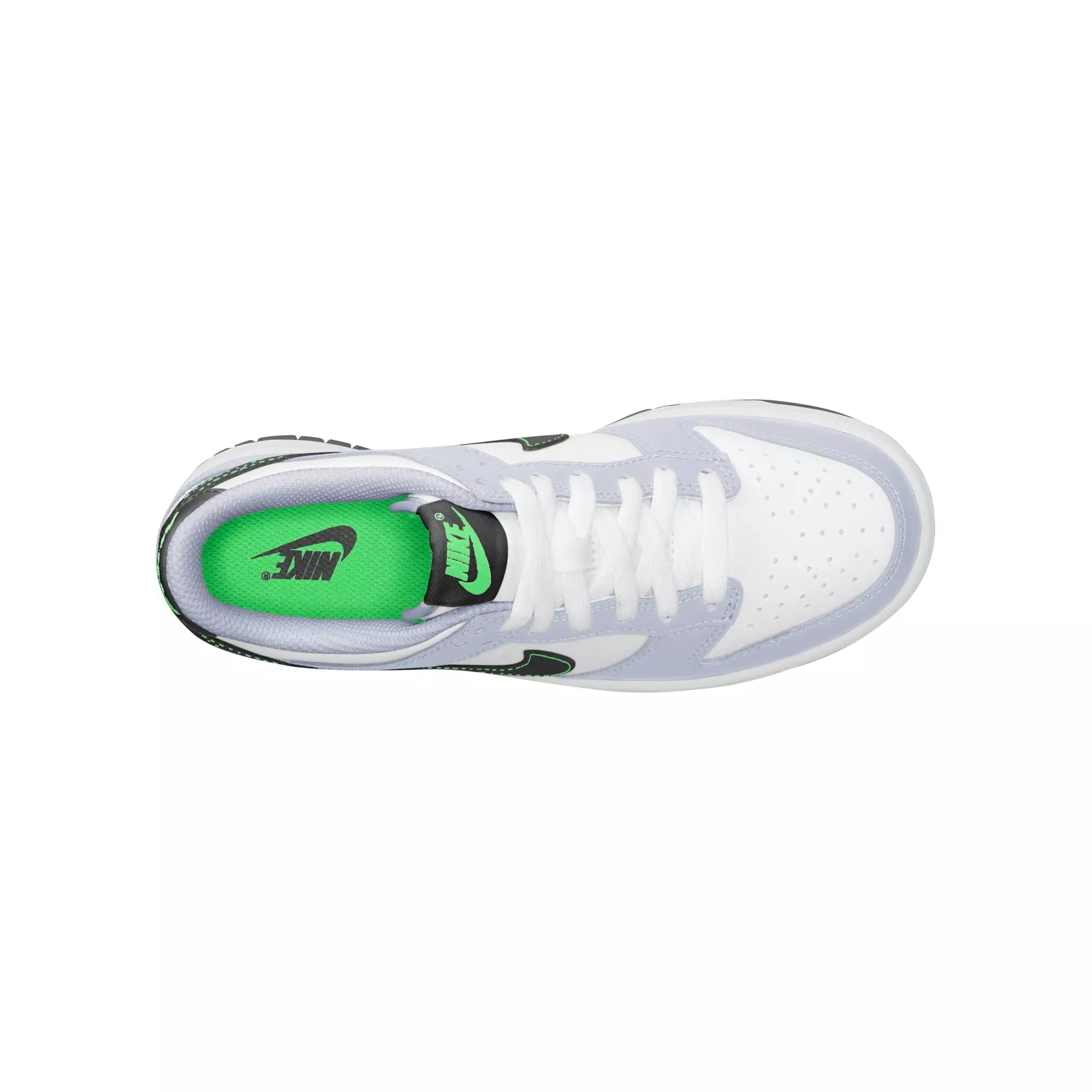 Nike Dunk Low "White/Black/Football Grey/Green Strike" Grade School Boys' Shoe - WHITE/BLACK/GREY