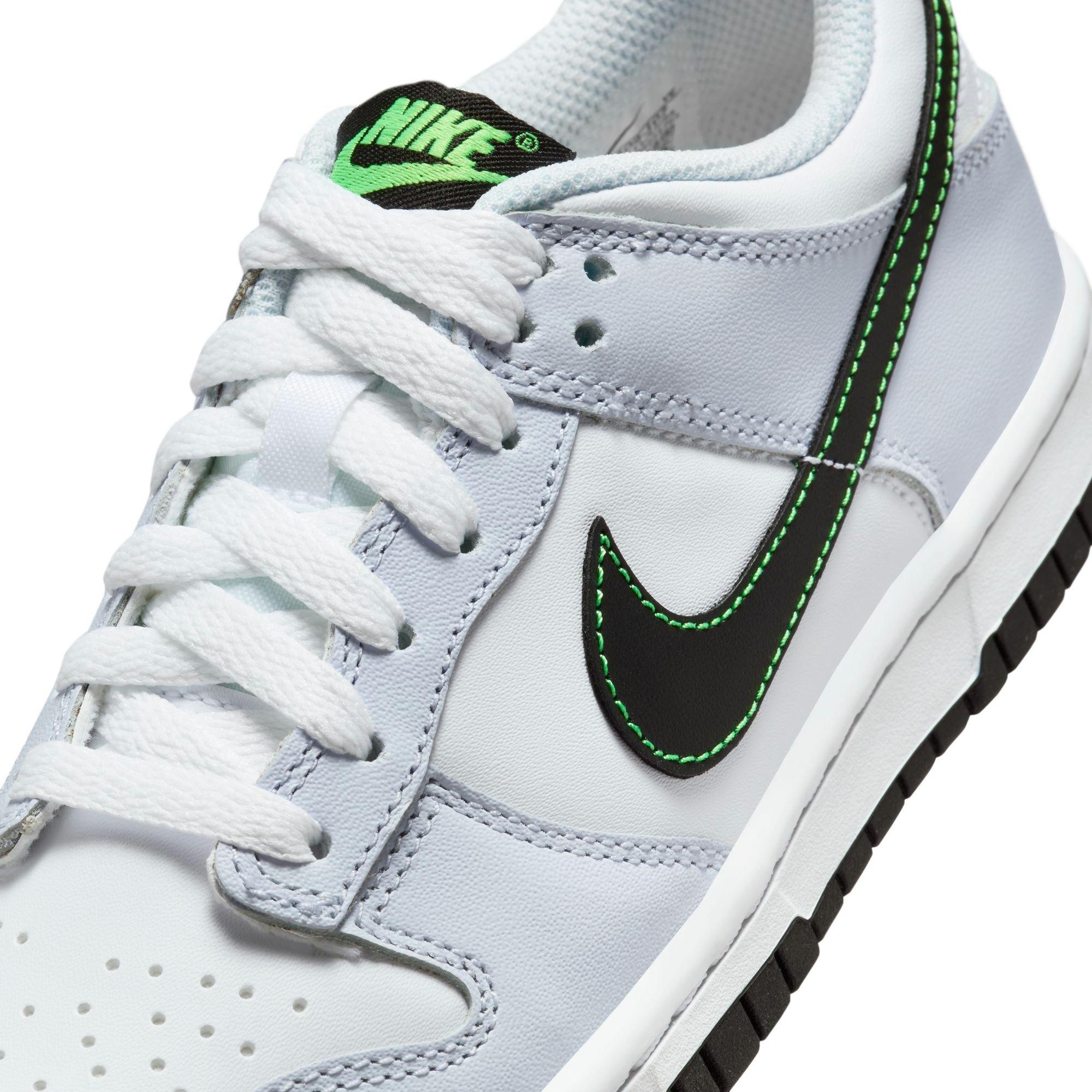Nike Dunk Low Grade School Boys' "White/Black/Football Grey/Green Strike" Shoe