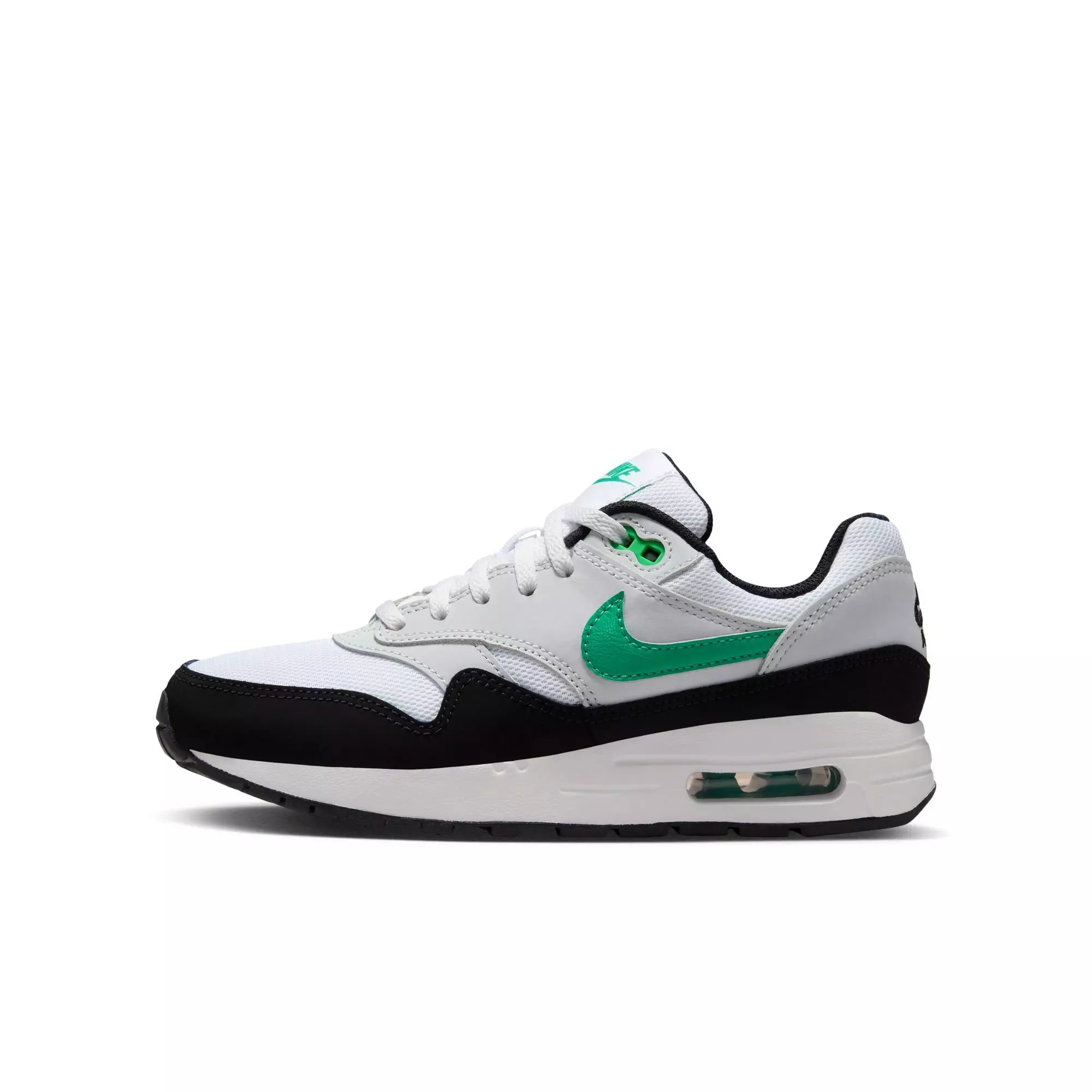 Nike Air Max 1 "White/Stadium Green/Pure Platinum/Black" Grade School Boys' Shoe - WHITE/GREEN