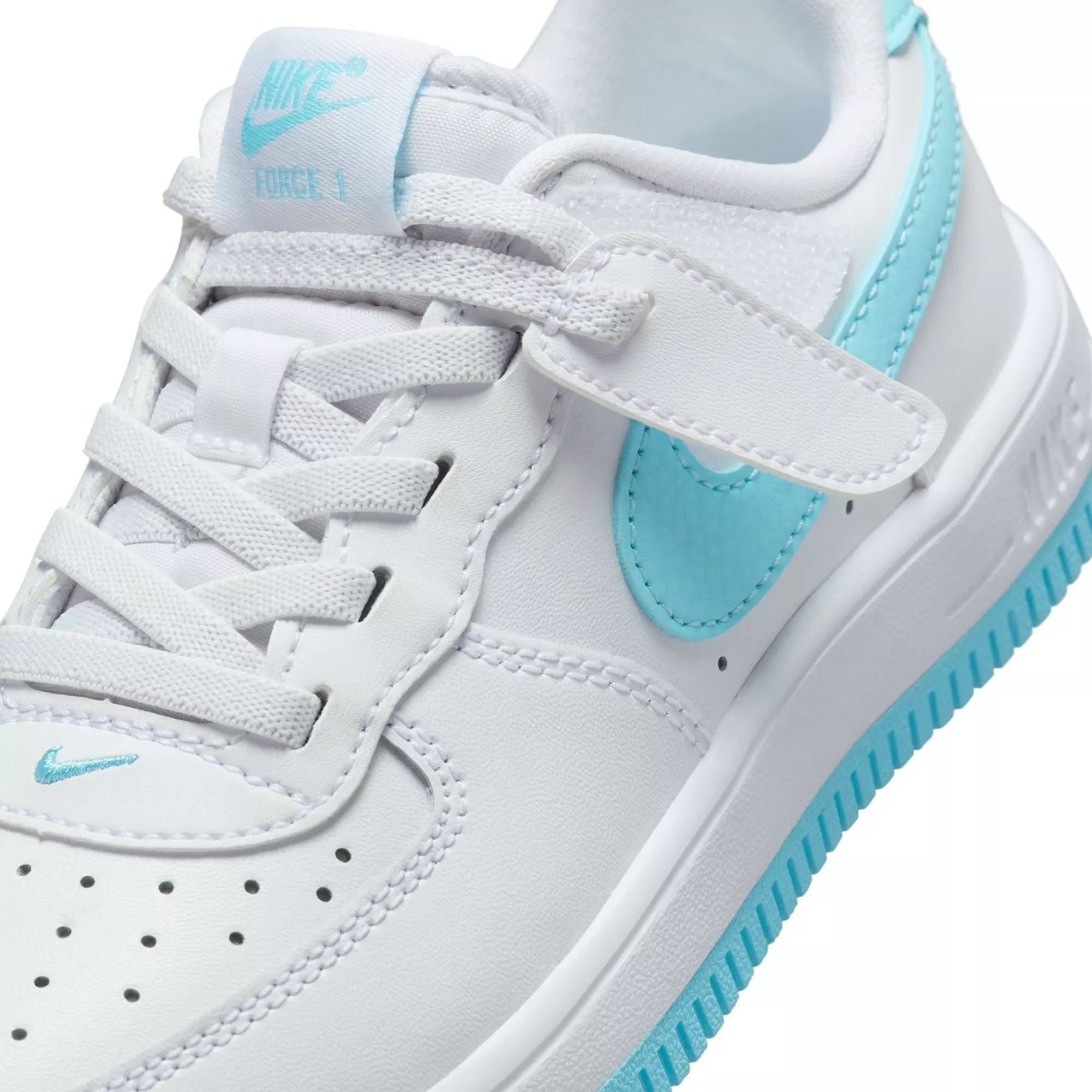 Nike Air Force 1 Low EasyOn "White/Aquarius Blue" Preschool Boys' Shoe - WHITE/BLUE