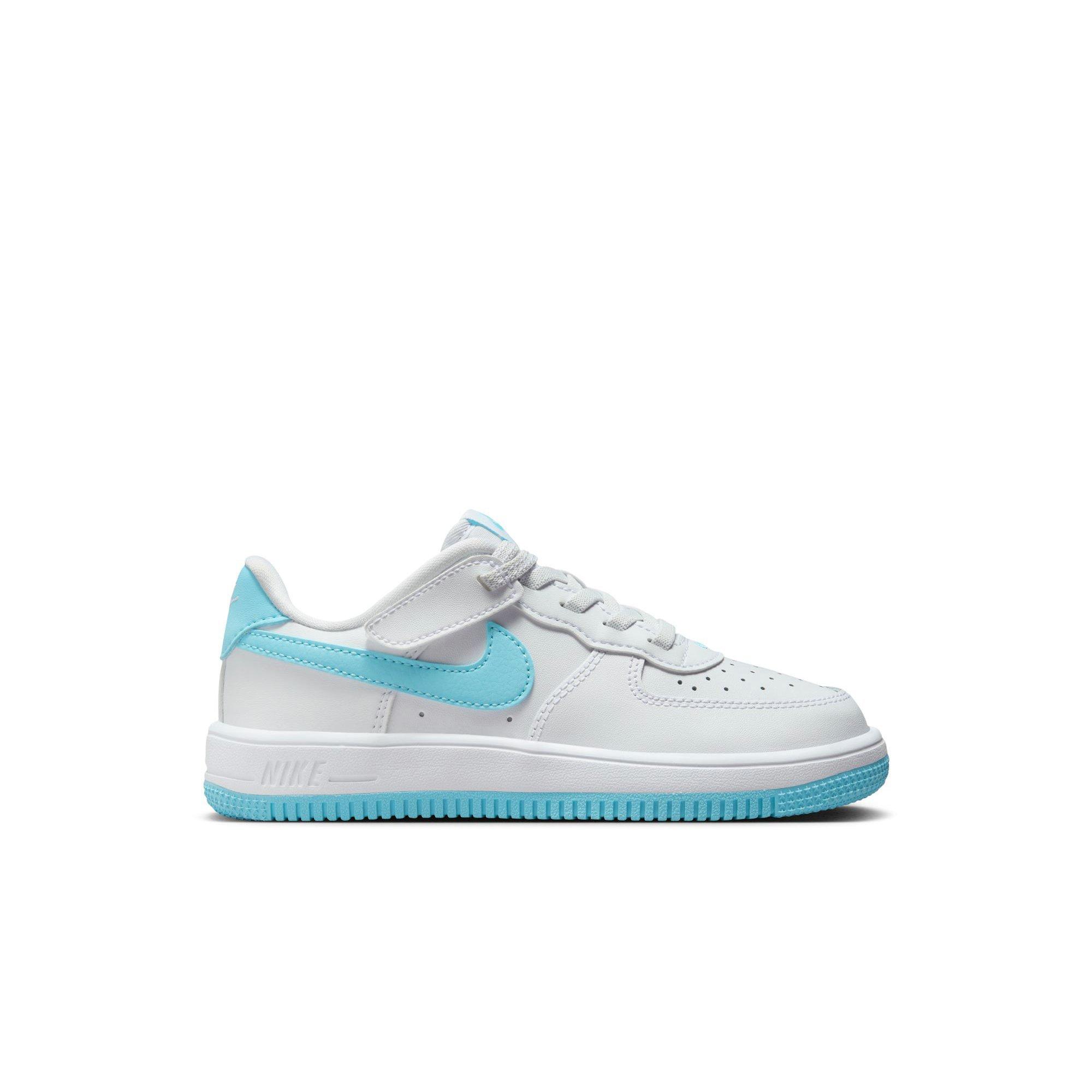 Nike Air Force 1 Low EasyOn "White/Aquarius Blue" Preschool Boys' Shoe - WHITE/BLUE