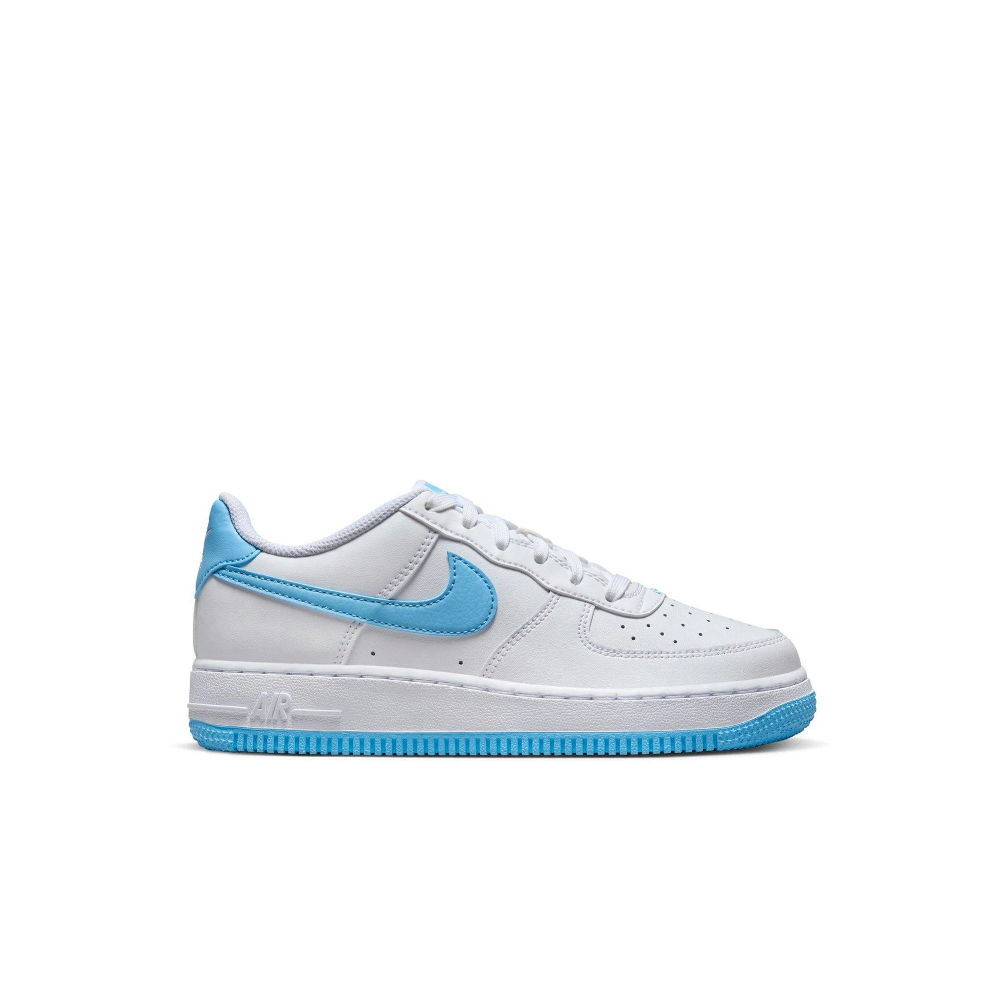 Nike Air Force 1 "White/Aquarius Blue" Preschool Girls' Shoe - WHITE/BLUE