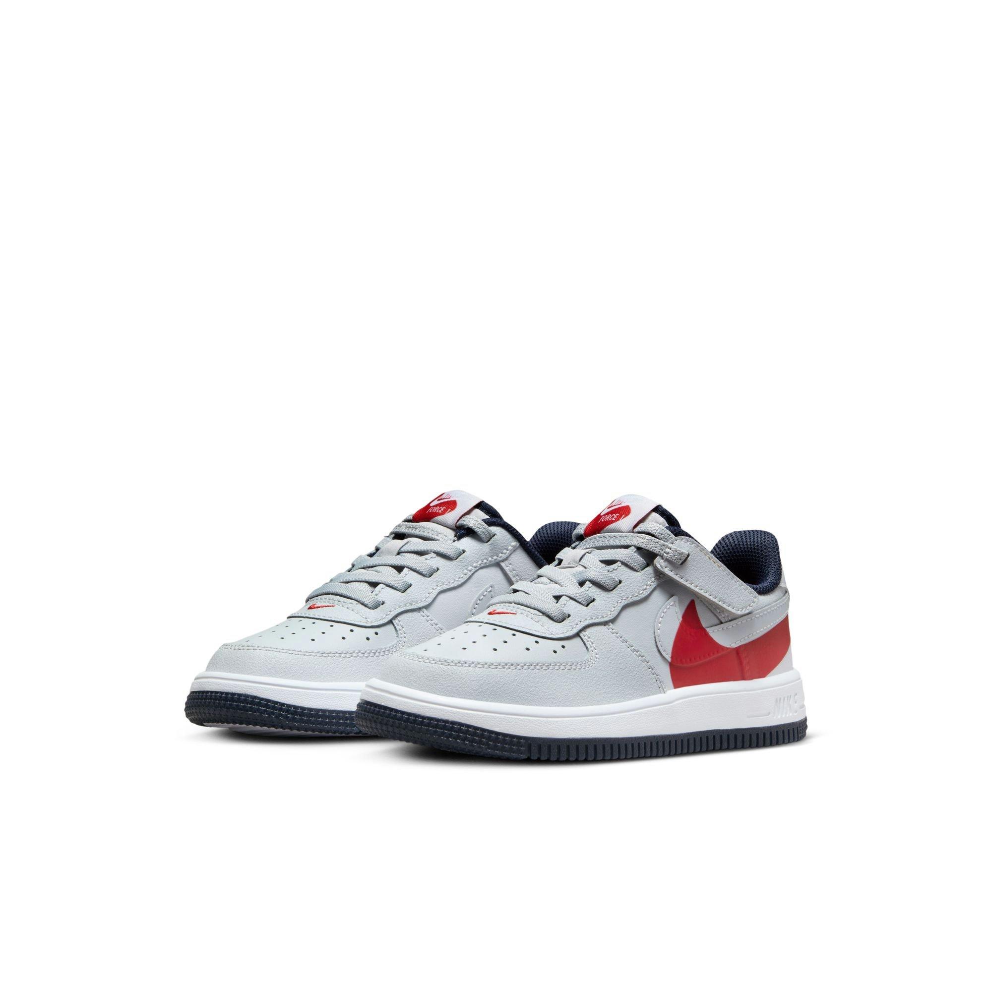 Nike Air Force 1 Low EasyOn "Pure Platinum" Preschool Boys' Shoe - GREY/RED Thumbnail View 5