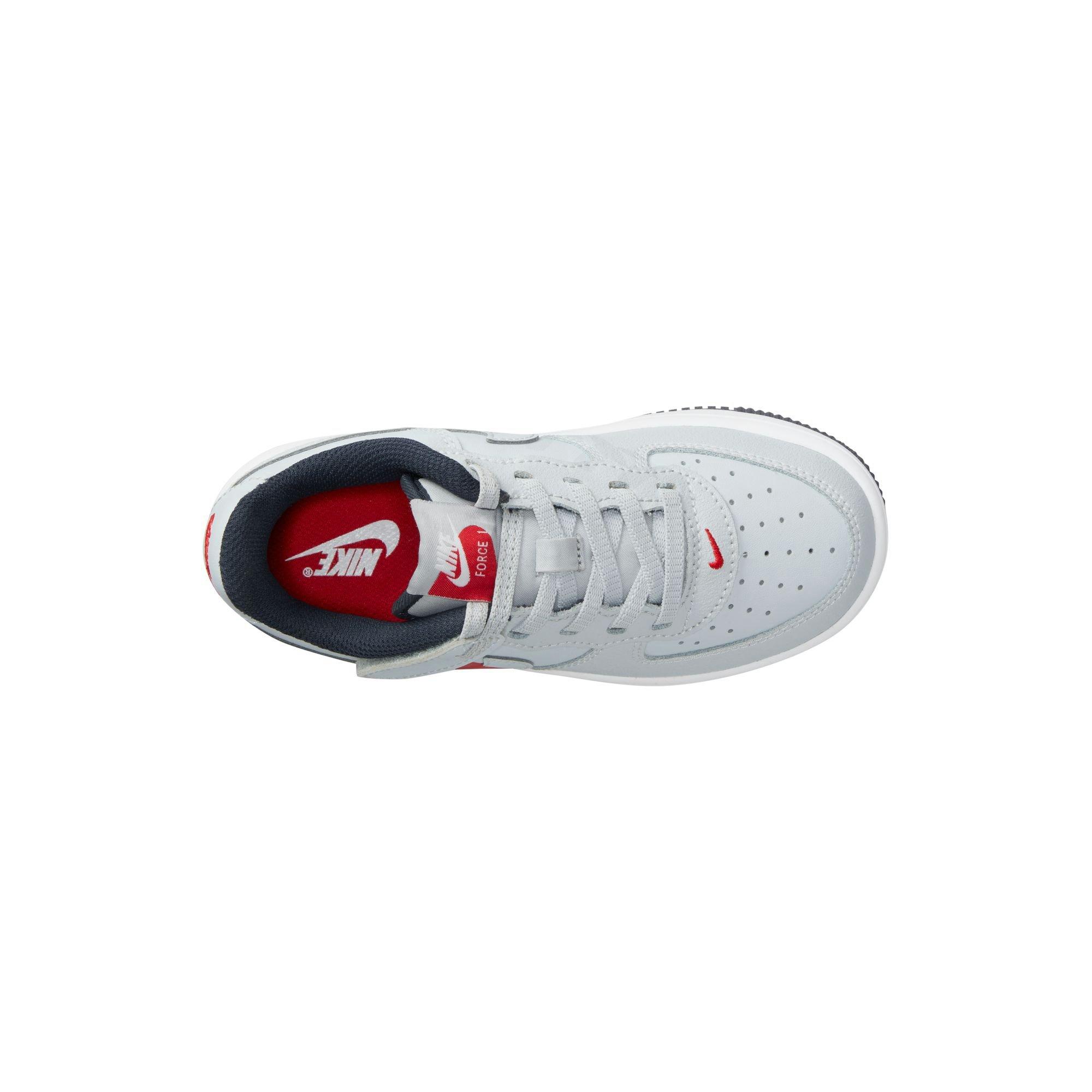 Nike Air Force 1 Low EasyOn "Pure Platinum" Preschool Boys' Shoe - GREY/RED Thumbnail View 8