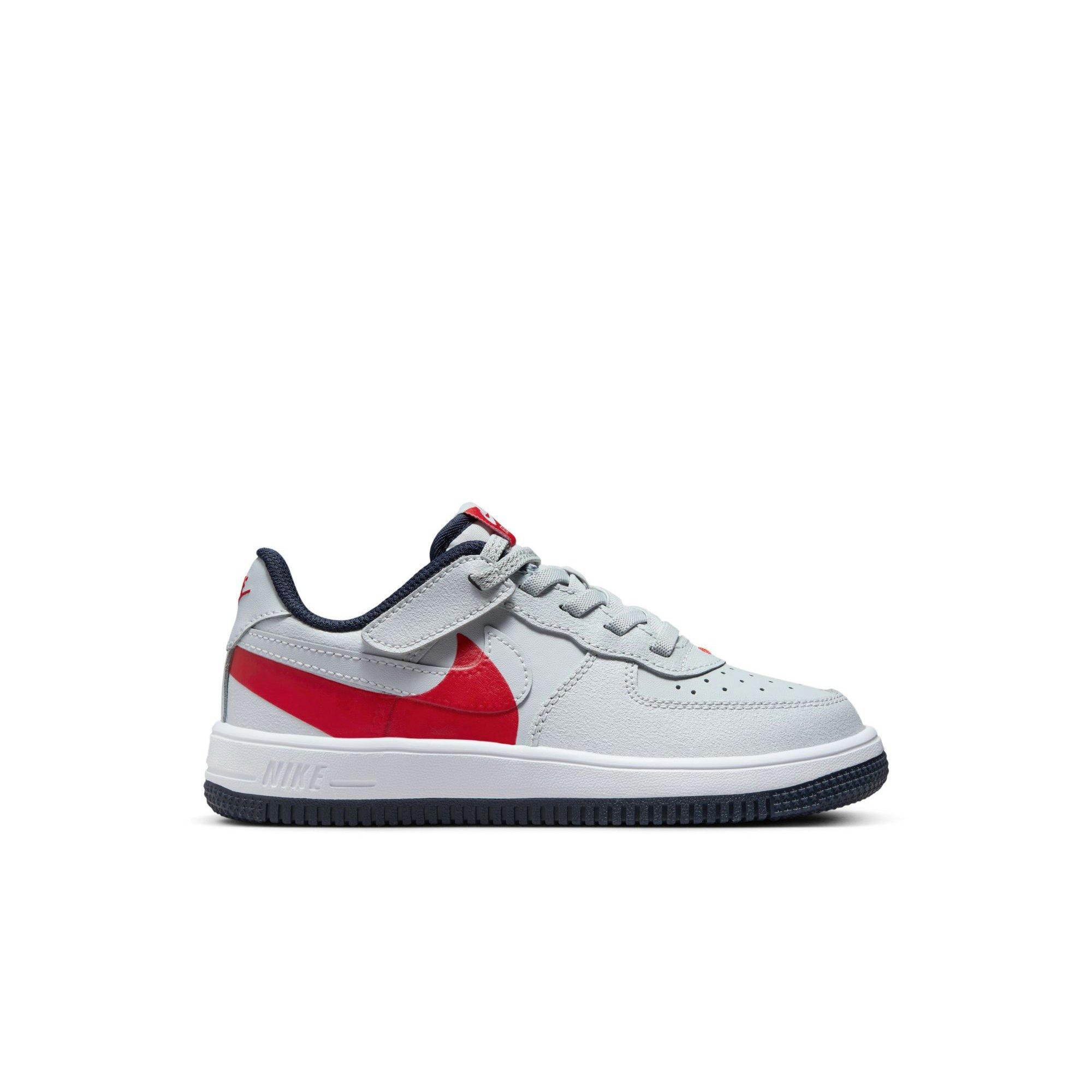 Nike Air Force 1 Low EasyOn "Pure Platinum" Preschool Boys' Shoe - GREY/RED Thumbnail View 1