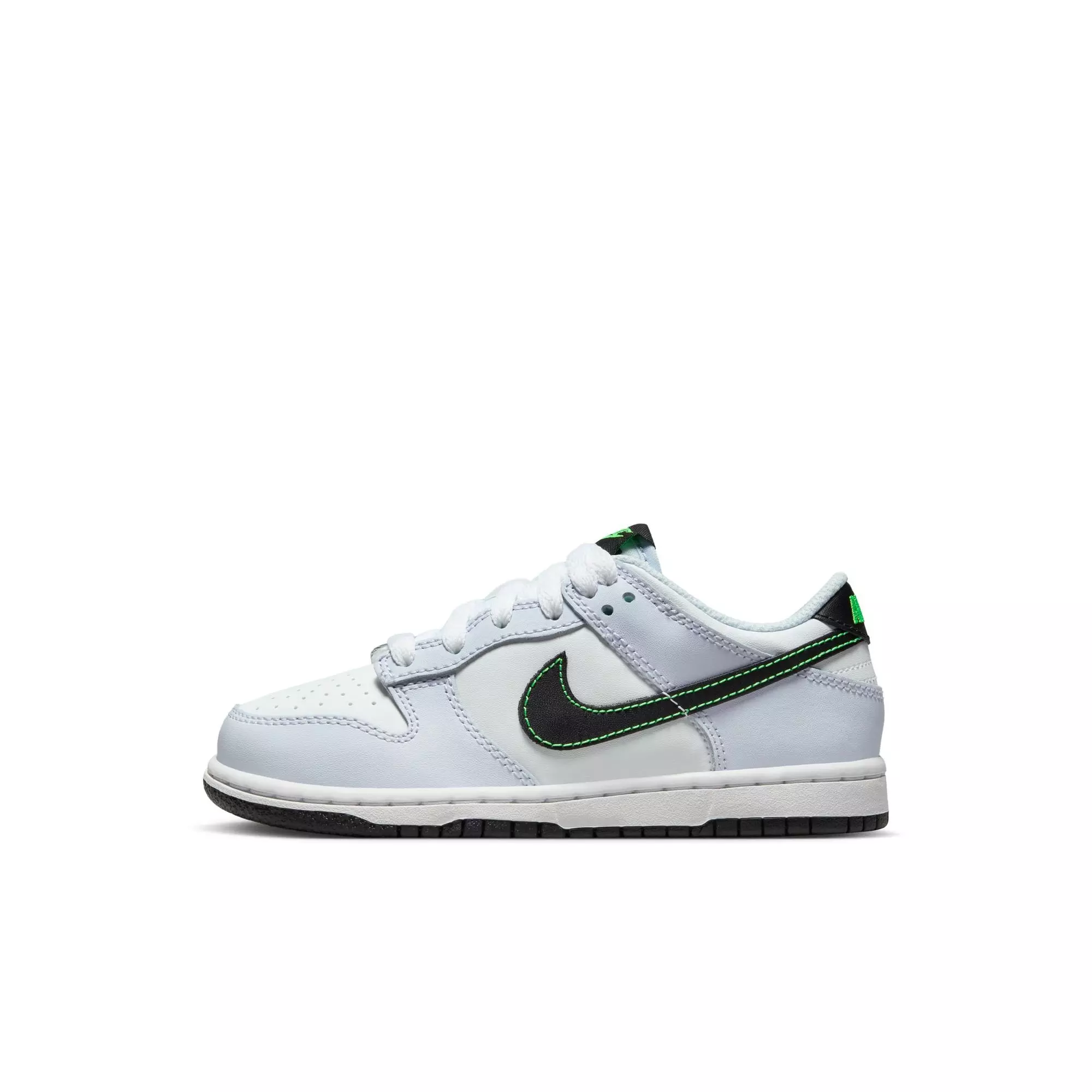 Nike Dunk Low "White/Black/Football Grey/Green Strike" Preschool Boys' Shoe - WHITE/BLACK