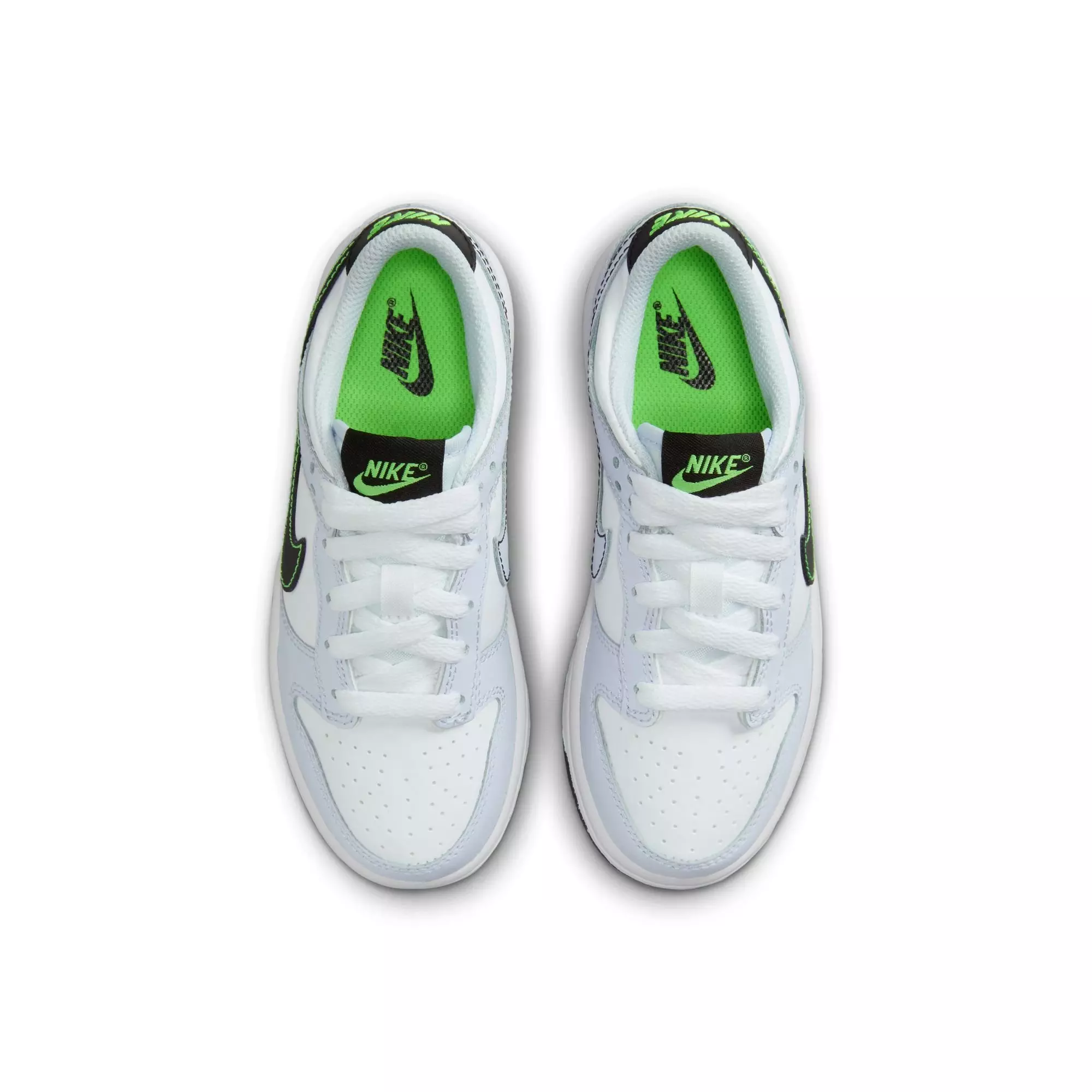 Nike Dunk Low "White/Black/Football Grey/Green Strike" Preschool Boys' Shoe - WHITE/BLACK