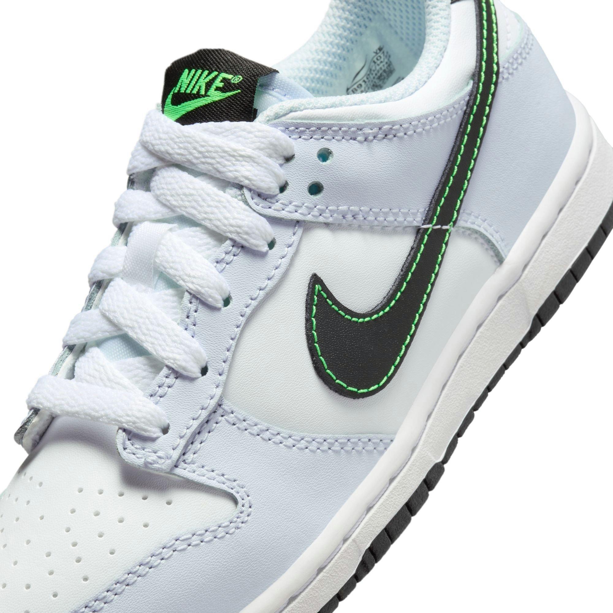 Nike Dunk Low "White/Black/Football Grey/Green Strike" Preschool Boys' Shoe - WHITE/BLACK Thumbnail View 8