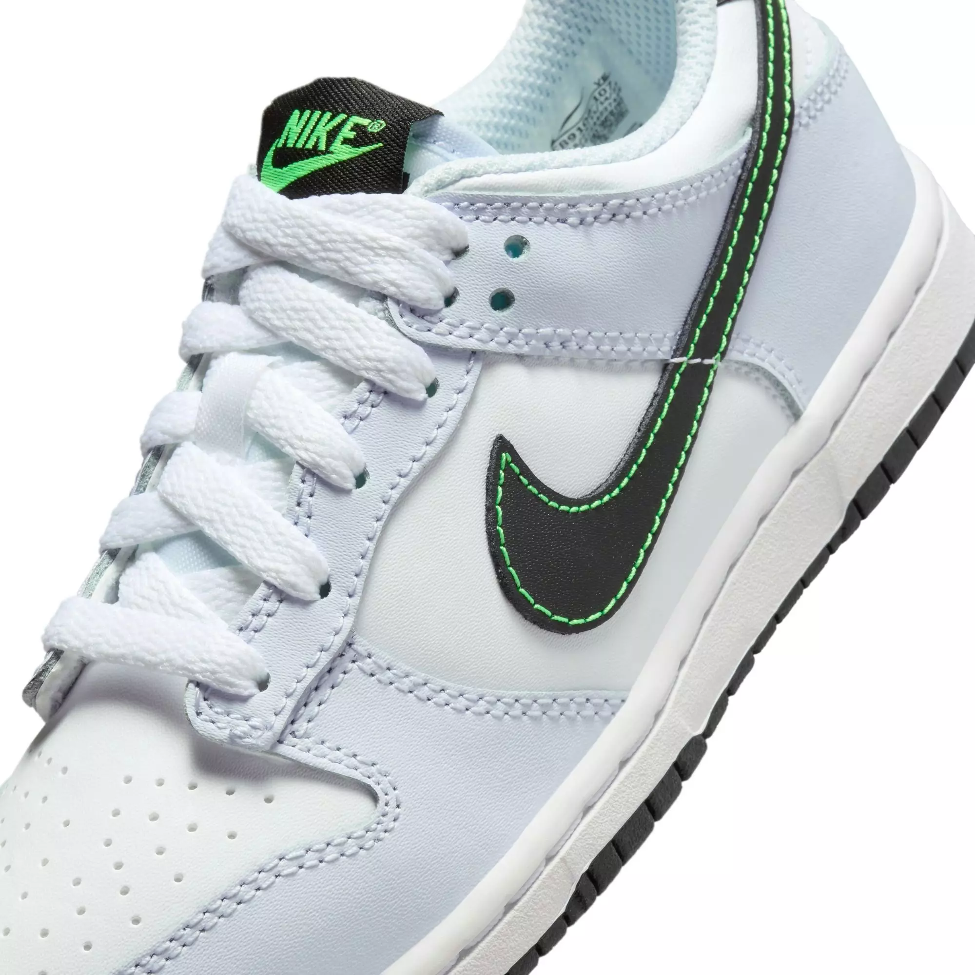 Nike Dunk Low "White/Black/Football Grey/Green Strike" Preschool Boys' Shoe - WHITE/BLACK